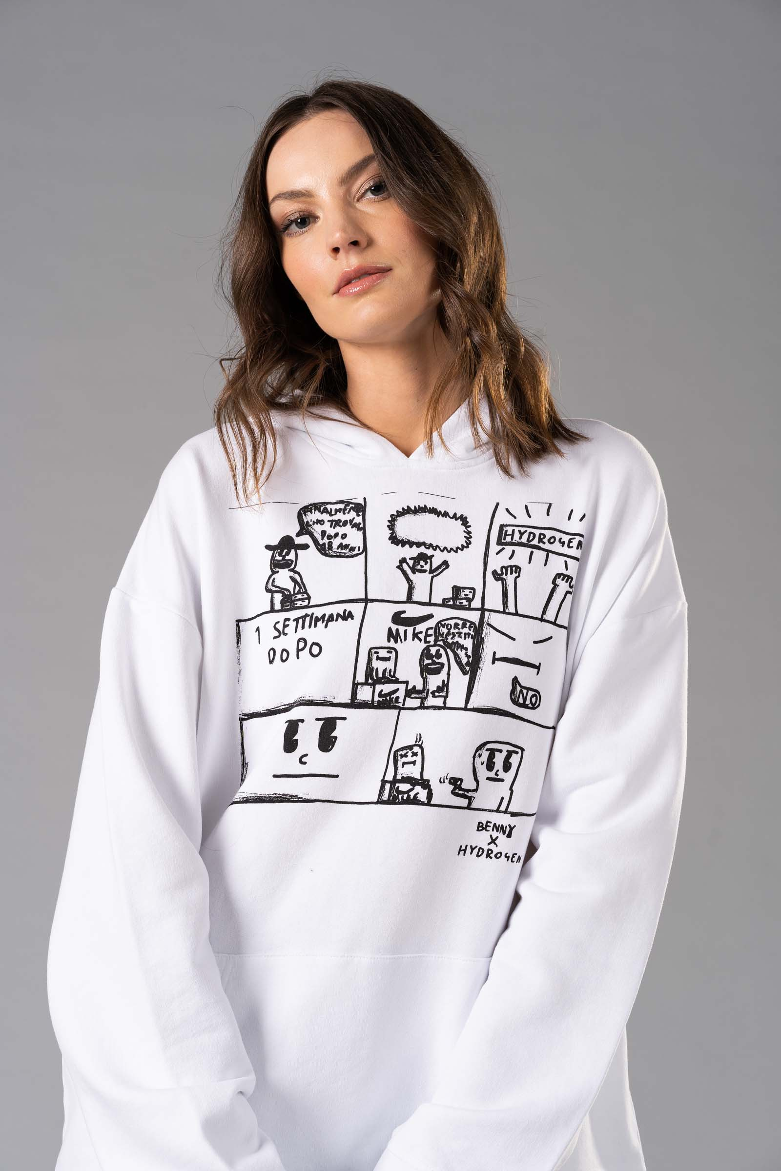 COMICS BENNY HOODIE - WHITE - Hydrogen - Luxury Sportwear