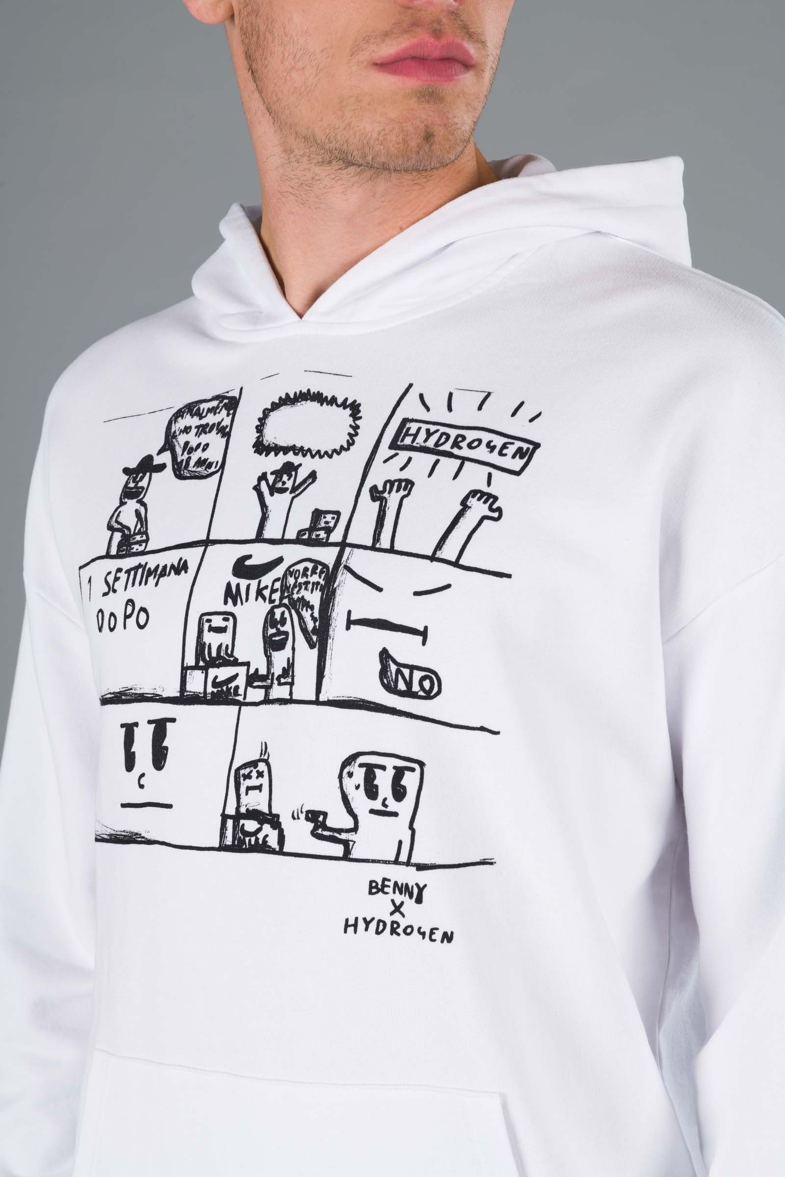 COMICS BENNY HOODIE - WHITE - Hydrogen - Luxury Sportwear