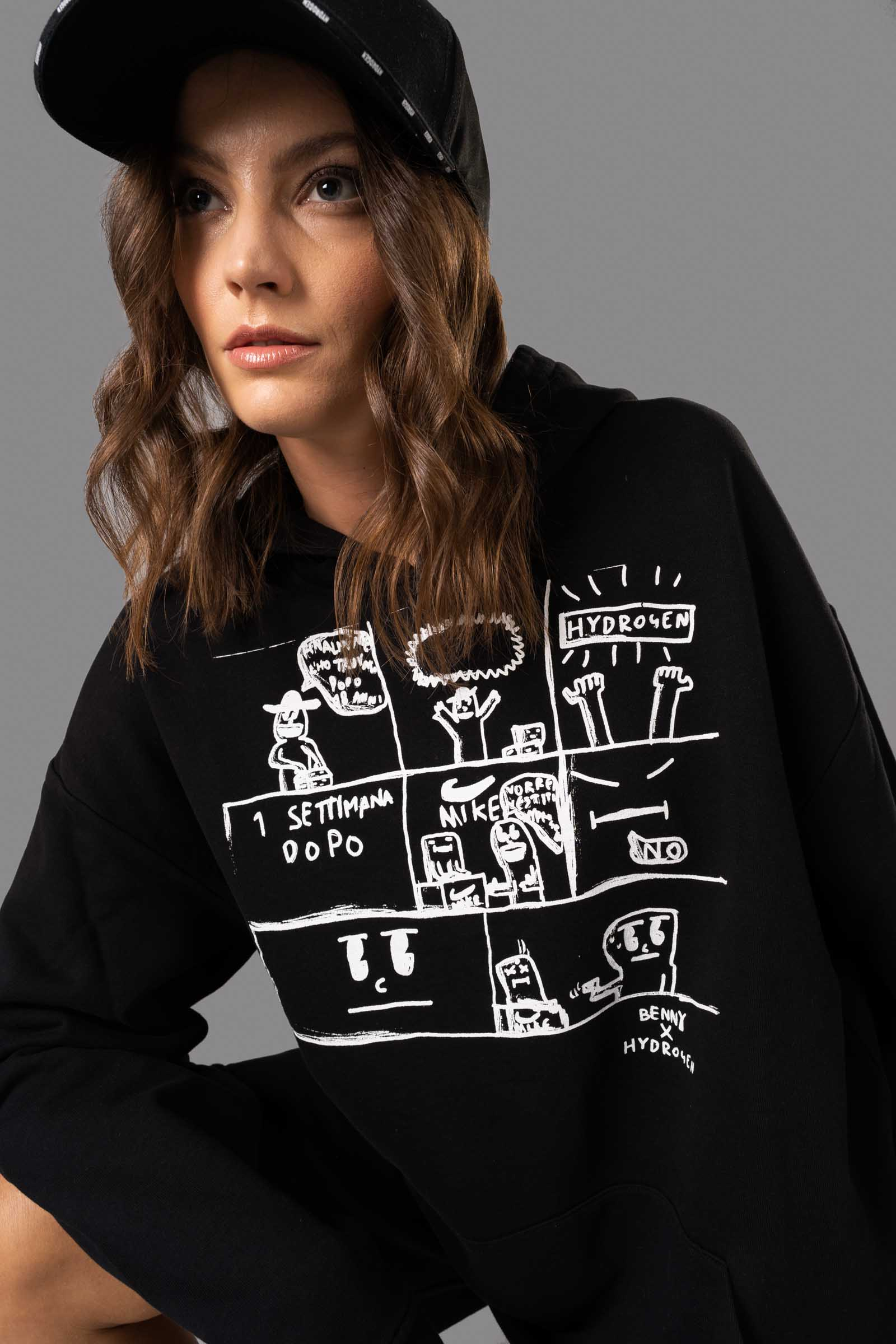 COMICS BENNY HOODIE - BLACK - Hydrogen - Luxury Sportwear