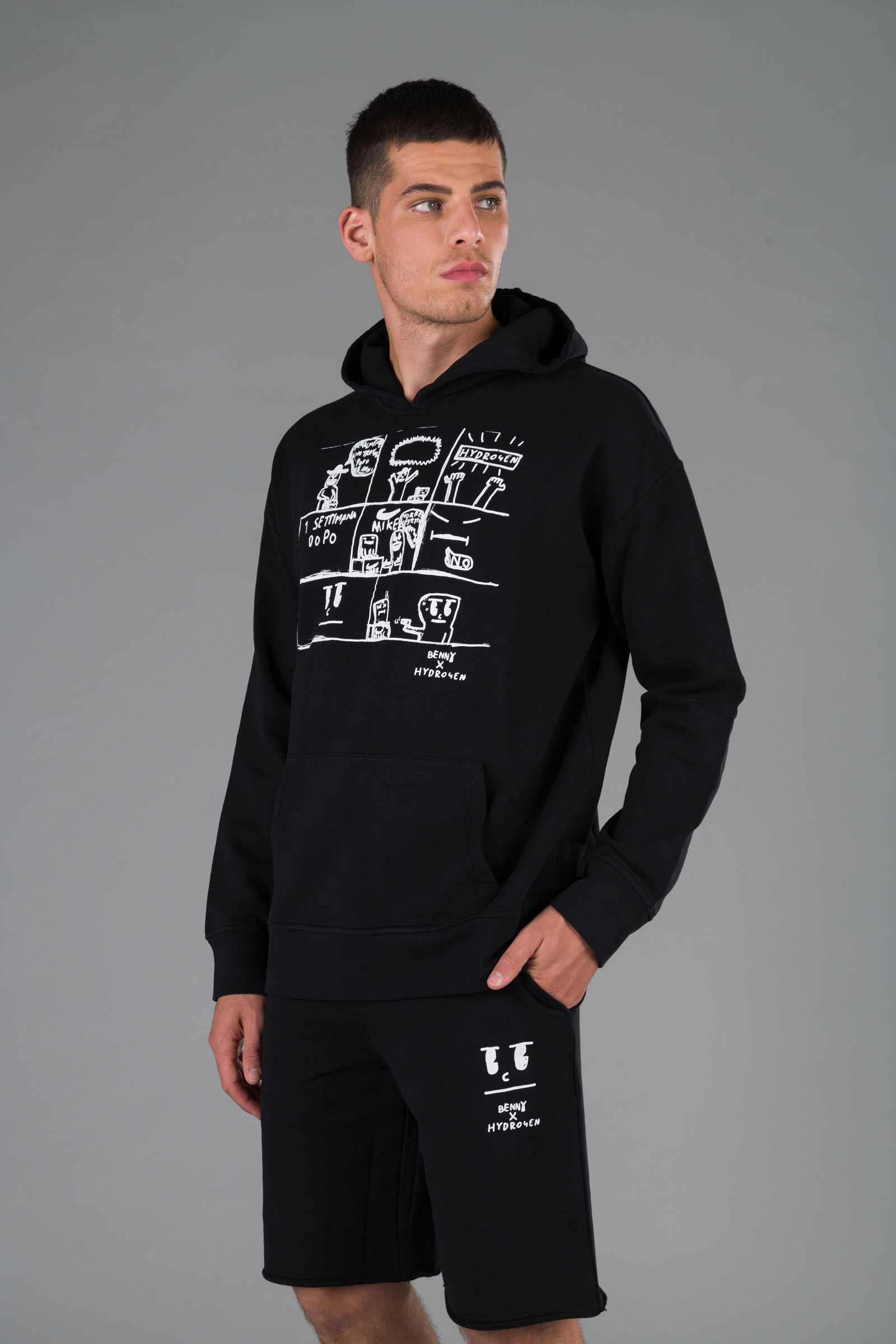 COMICS BENNY HOODIE - BLACK - Hydrogen - Luxury Sportwear