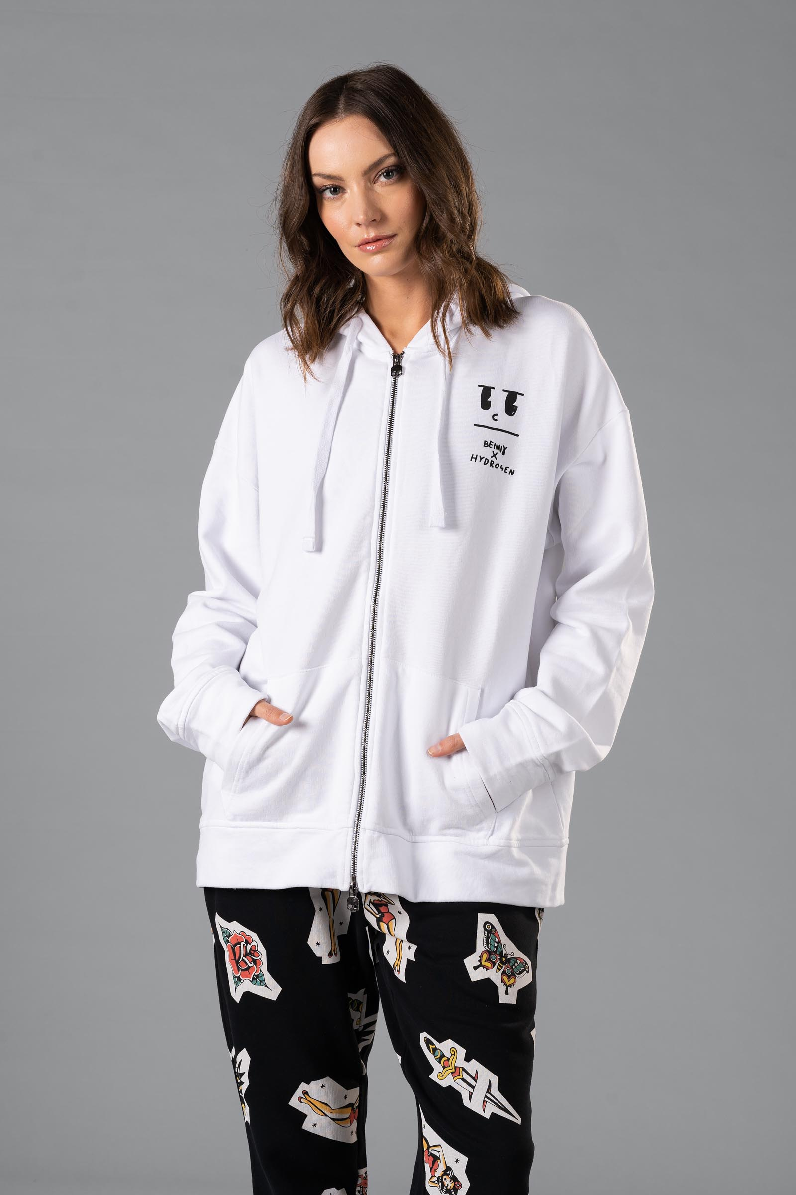 BENNY FZ HOODIE - WHITE - Hydrogen - Luxury Sportwear