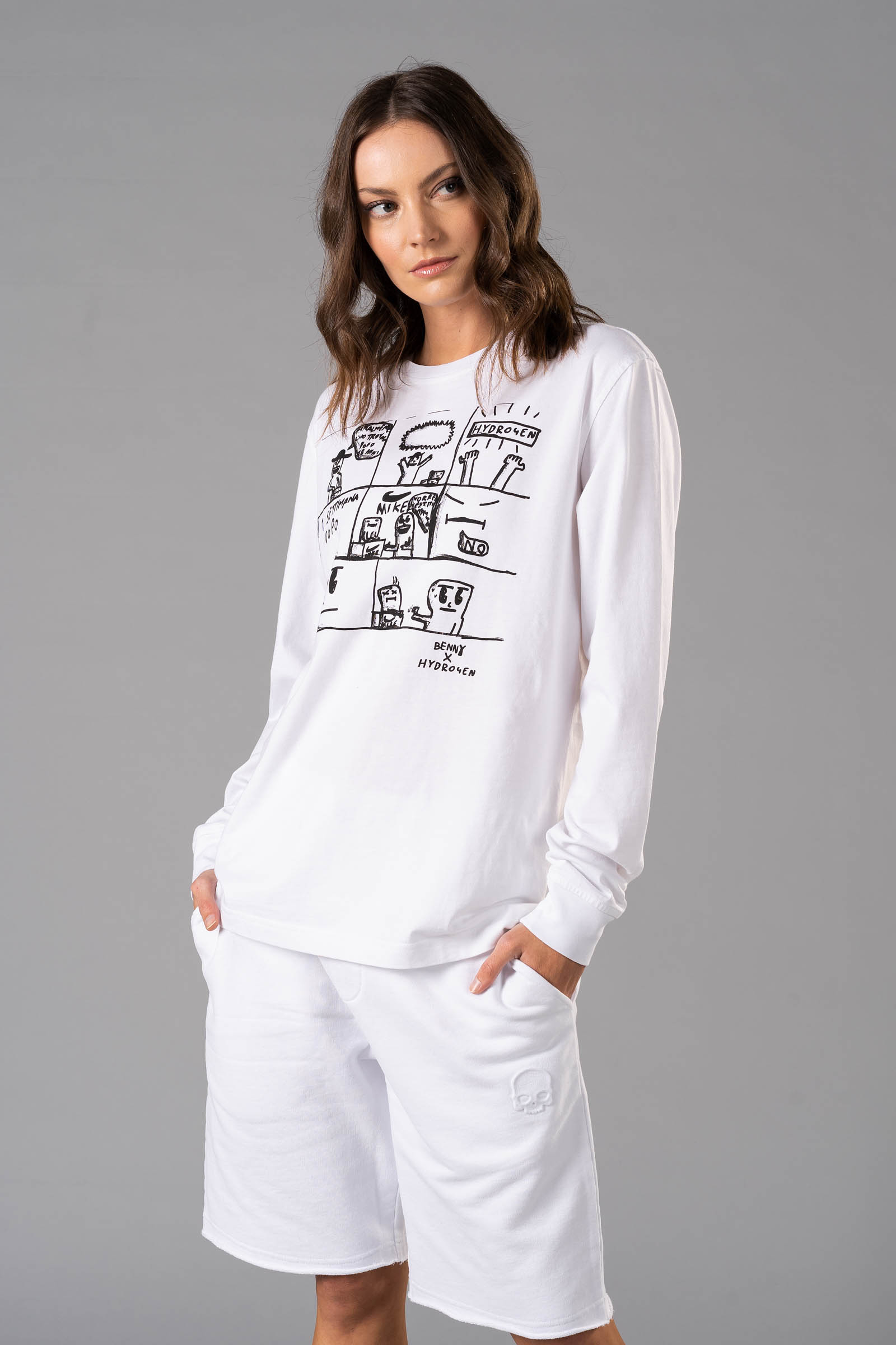 COMICS BENNY TEE LS - WHITE - Hydrogen - Luxury Sportwear