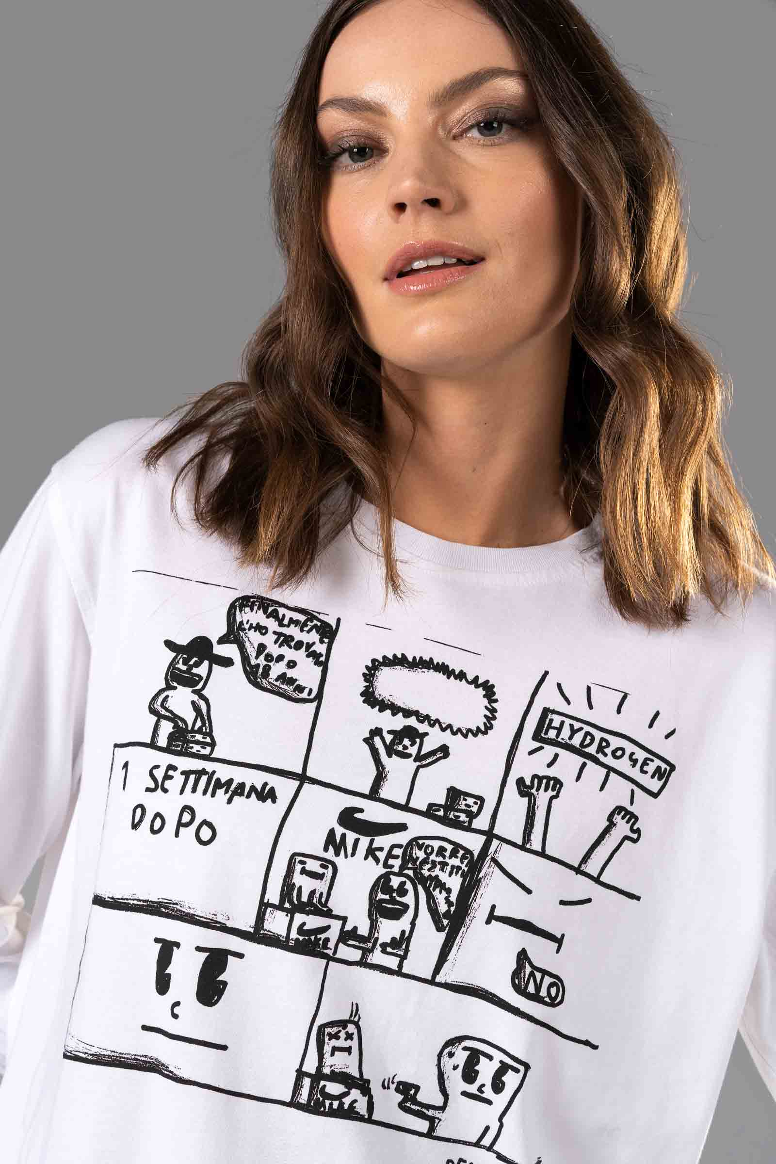 COMICS BENNY TEE LS - WHITE - Hydrogen - Luxury Sportwear