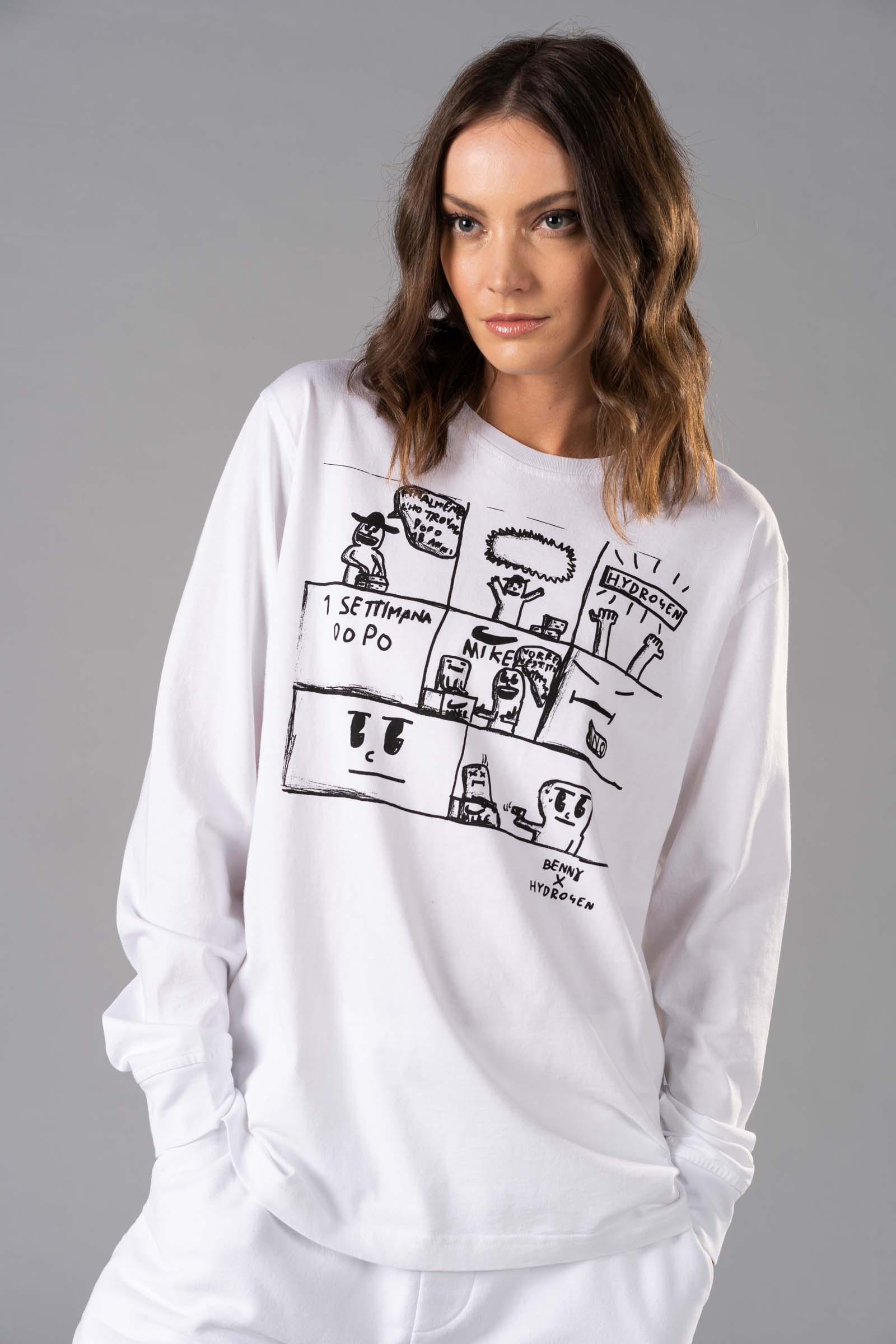 COMICS BENNY TEE LS - WHITE - Hydrogen - Luxury Sportwear