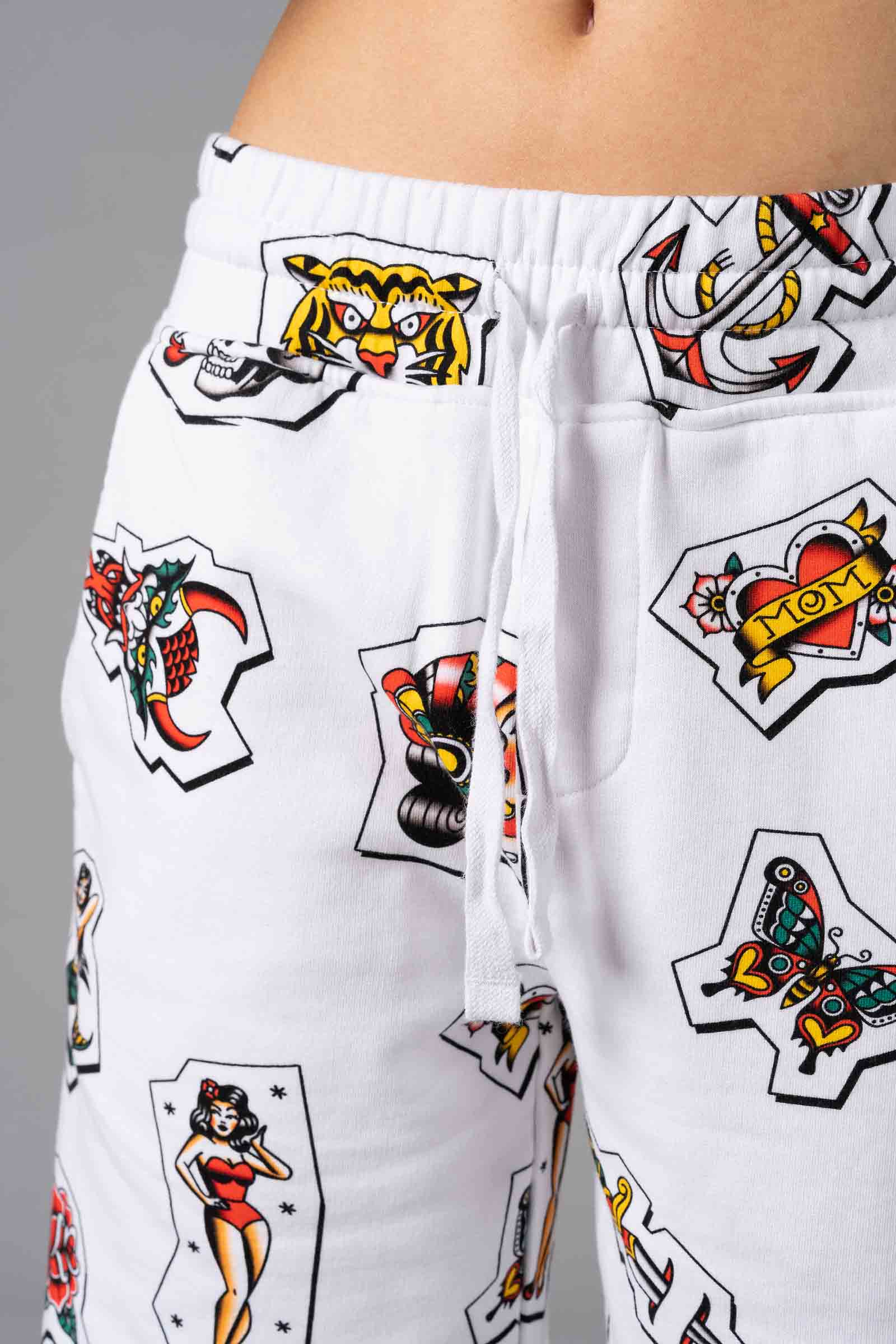 ALLOVER TATTOO SHORTS - WHITE - Hydrogen - Luxury Sportwear