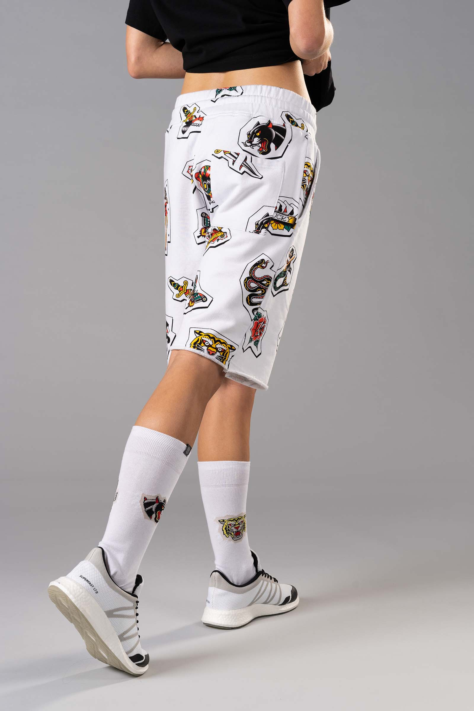 ALLOVER TATTOO SHORTS - WHITE - Hydrogen - Luxury Sportwear