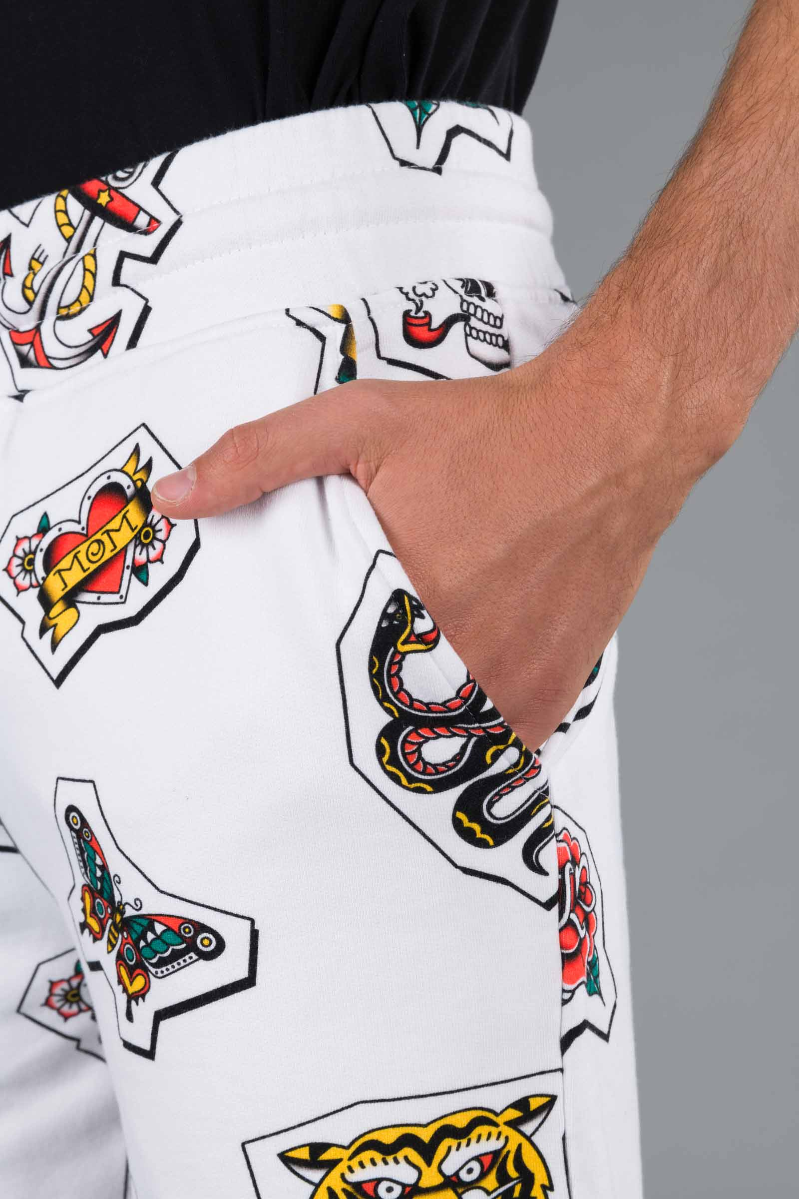 ALLOVER TATTOO SHORTS - WHITE - Hydrogen - Luxury Sportwear