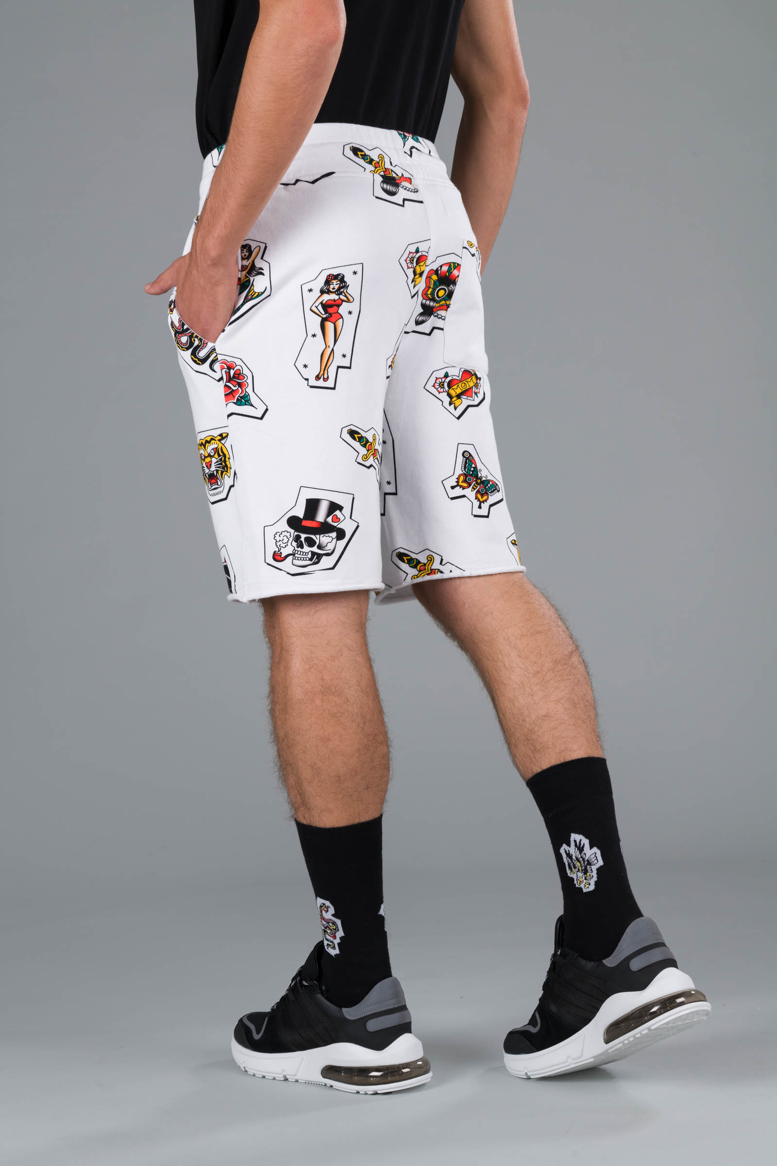 ALLOVER TATTOO SHORTS - WHITE - Hydrogen - Luxury Sportwear
