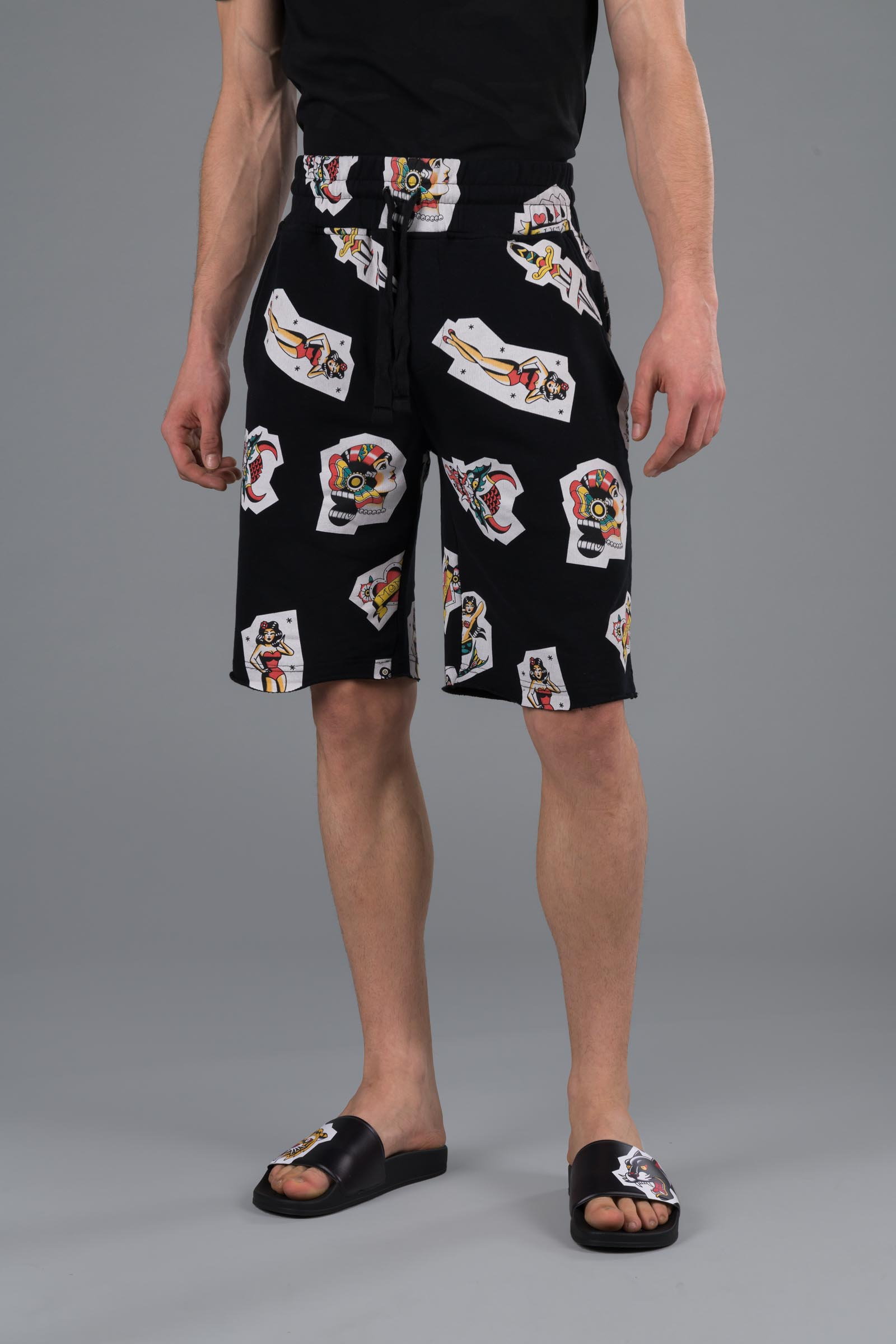 ALLOVER TATTOO SHORTS - BLACK - Hydrogen - Luxury Sportwear