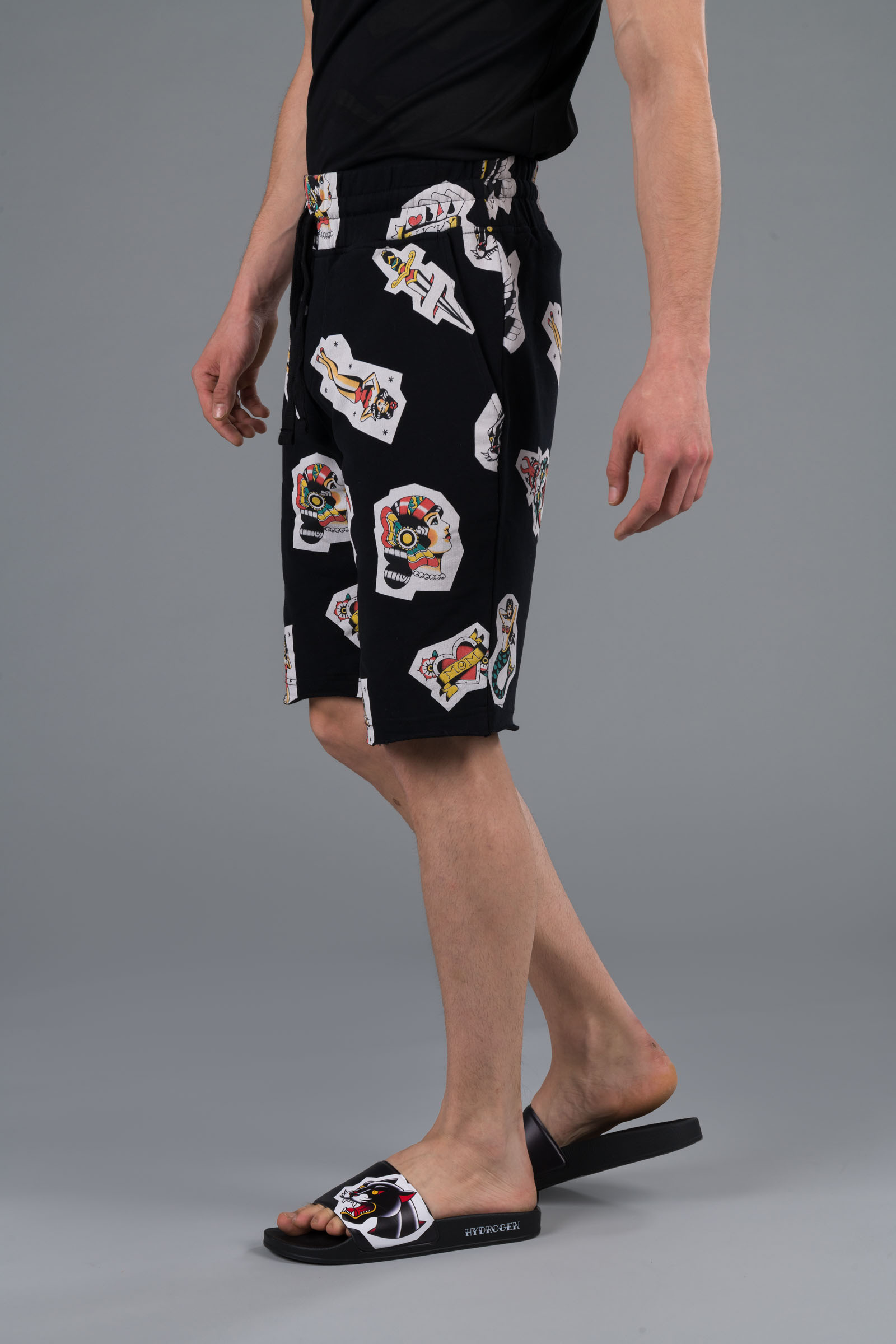 ALLOVER TATTOO SHORTS - BLACK - Hydrogen - Luxury Sportwear