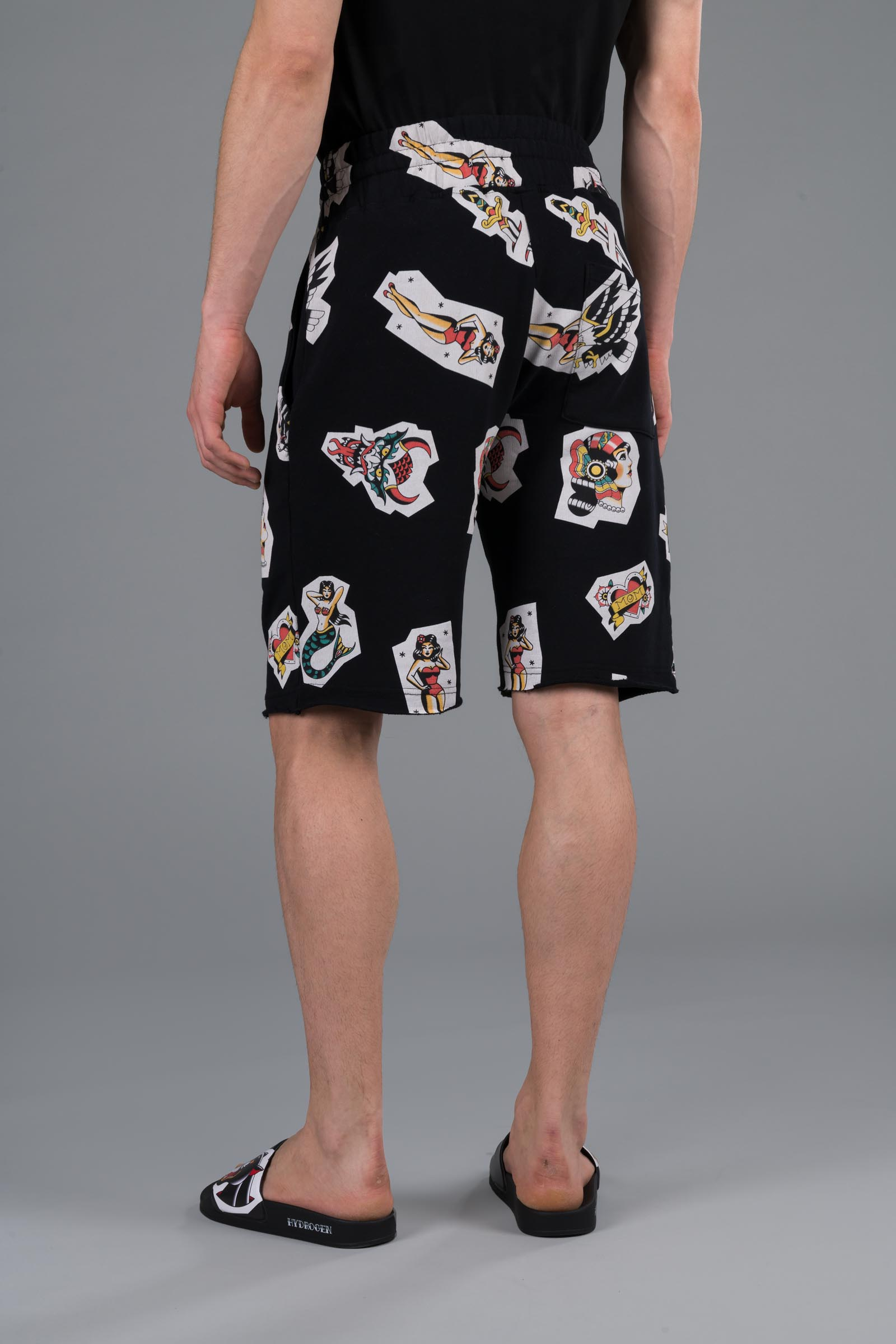 ALLOVER TATTOO SHORTS - BLACK - Hydrogen - Luxury Sportwear