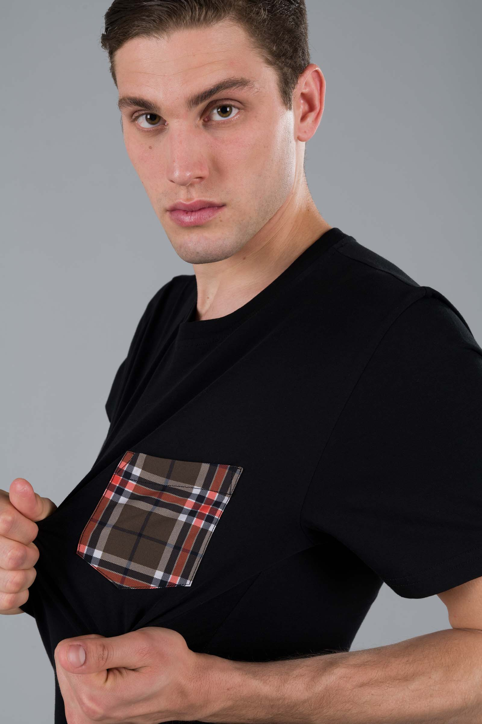 POCKET TEE - BLACK (BROWN/RED) - Hydrogen - Luxury Sportwear
