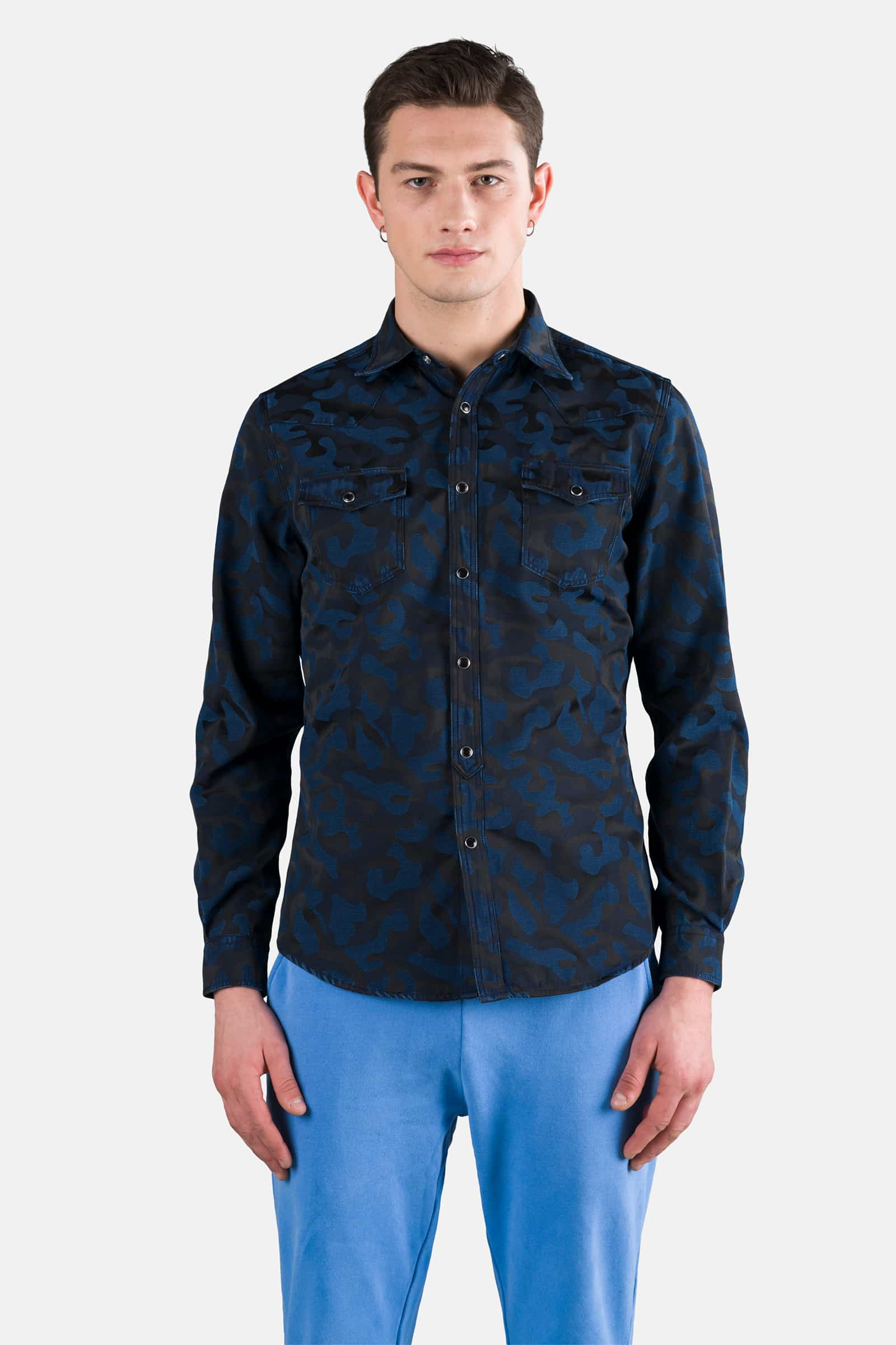 AVVOCATO CAMO SHIRT - BLUE CAMOUFLAGE - Hydrogen - Luxury Sportwear