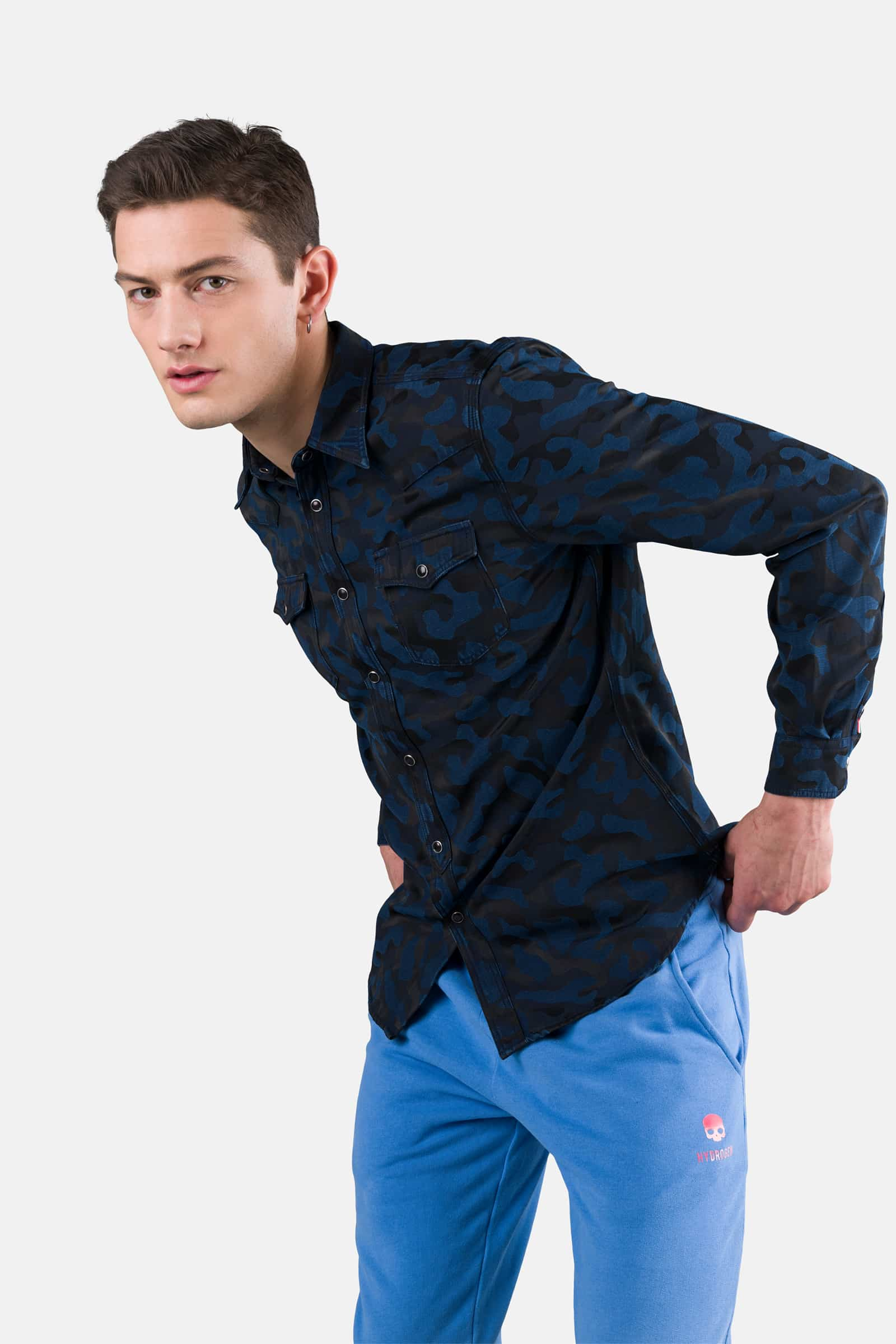 AVVOCATO CAMO SHIRT - BLUE CAMOUFLAGE - Hydrogen - Luxury Sportwear