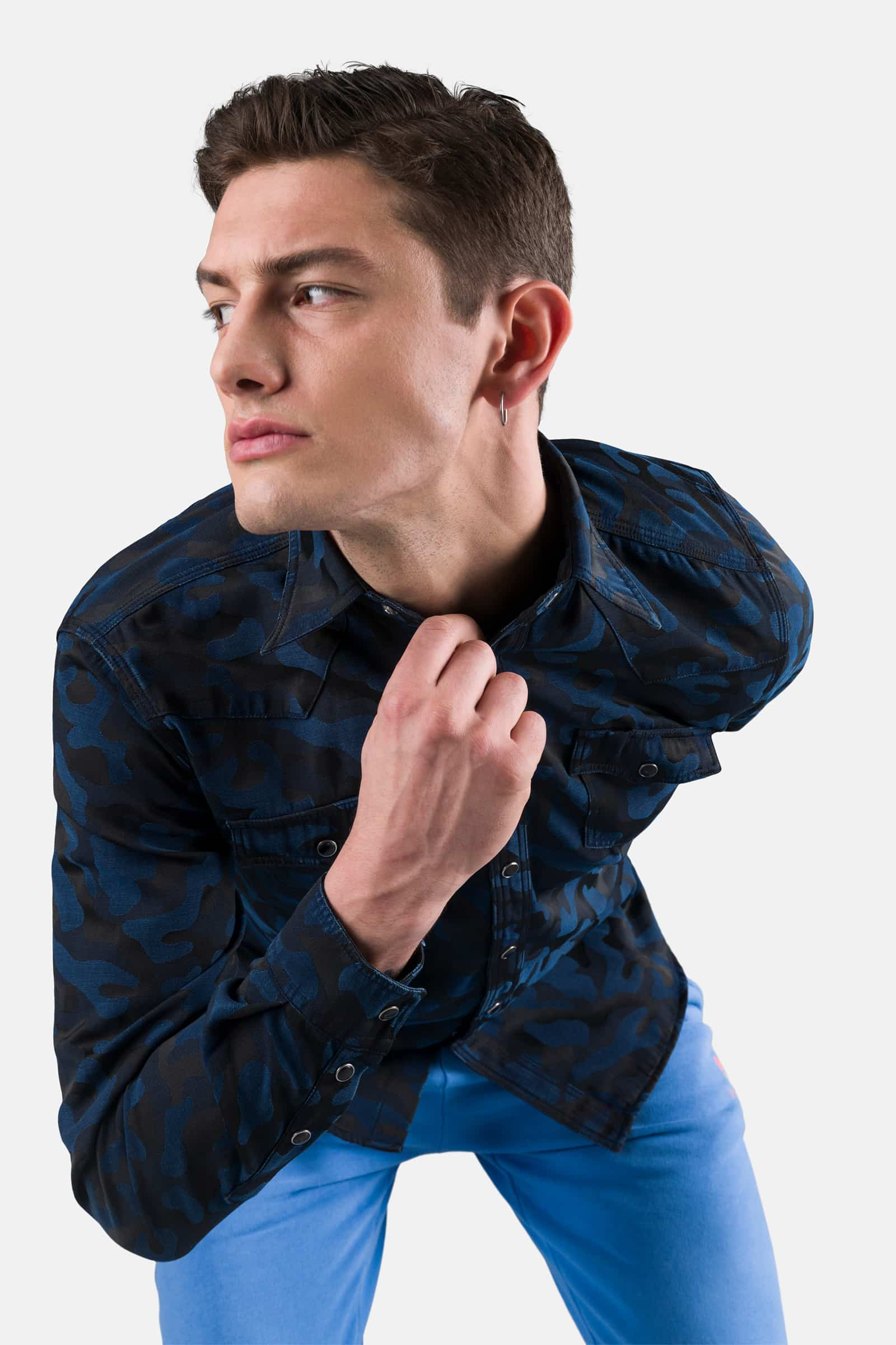 AVVOCATO CAMO SHIRT - BLUE CAMOUFLAGE - Hydrogen - Luxury Sportwear