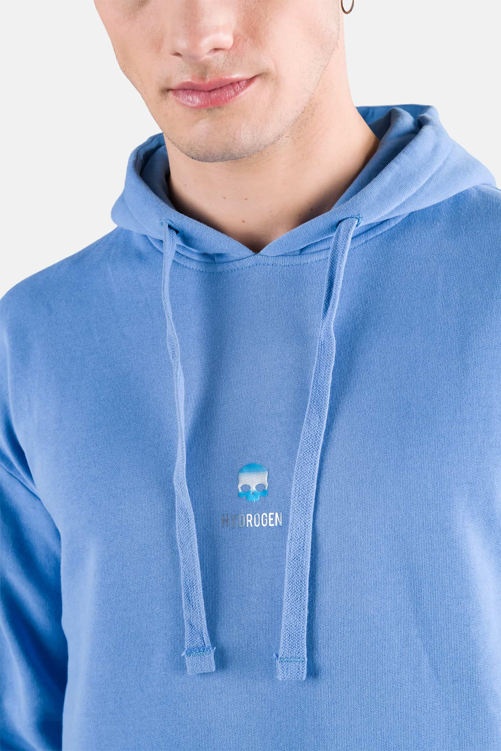 FELPA CAPPUCCIO CON TESCHIO - SKY BLUE - Abbigliamento sportivo | Hydrogen