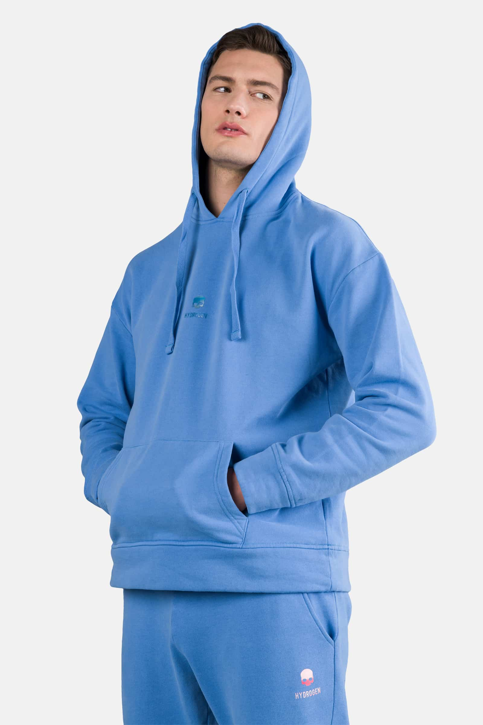 FELPA CAPPUCCIO CON TESCHIO - SKY BLUE - Abbigliamento sportivo | Hydrogen