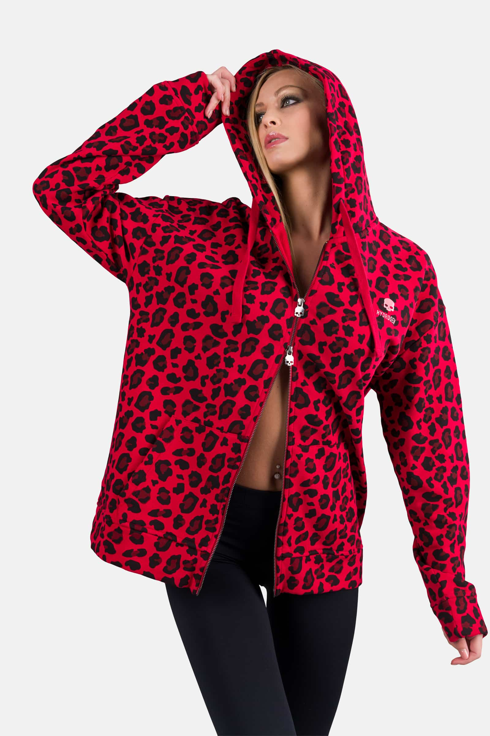 PRINTED FZ HOODIE - RED JAGUAR - Hydrogen - Luxury Sportwear