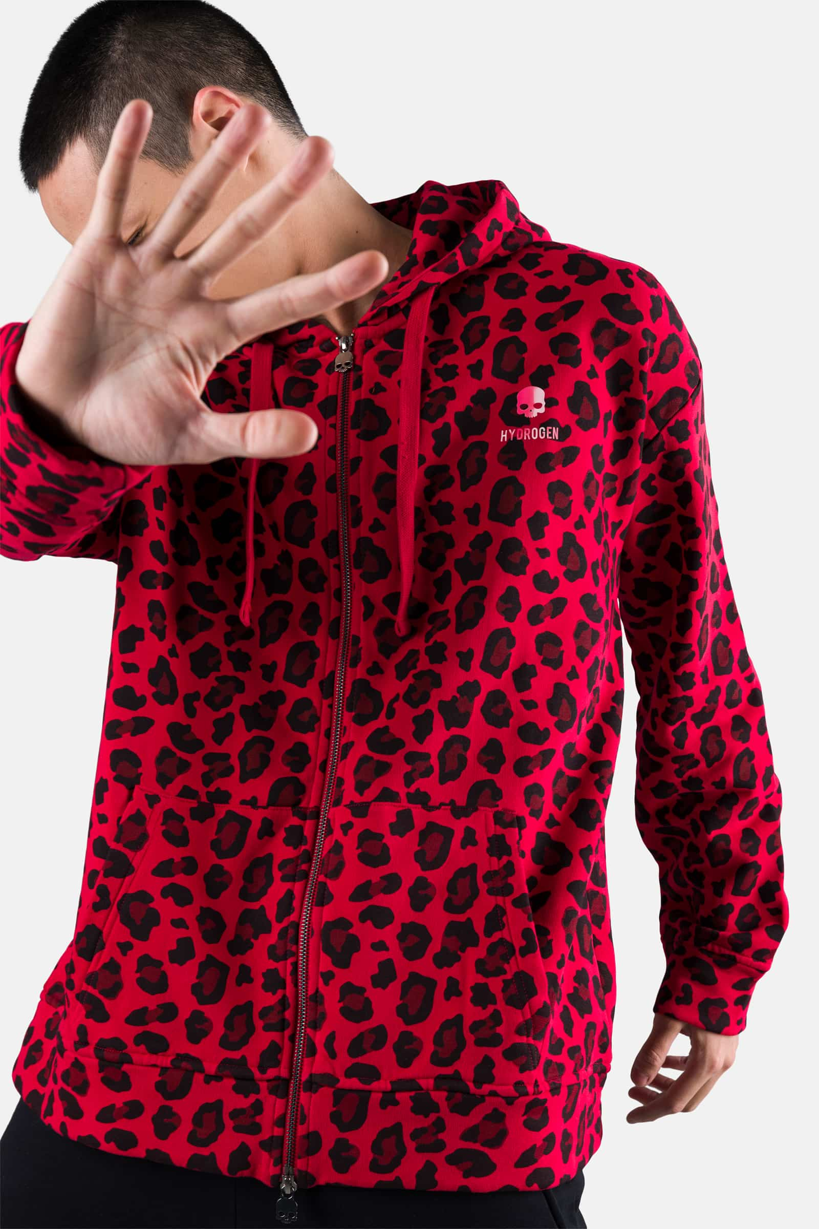 PRINTED FZ HOODIE - RED JAGUAR - Hydrogen - Luxury Sportwear