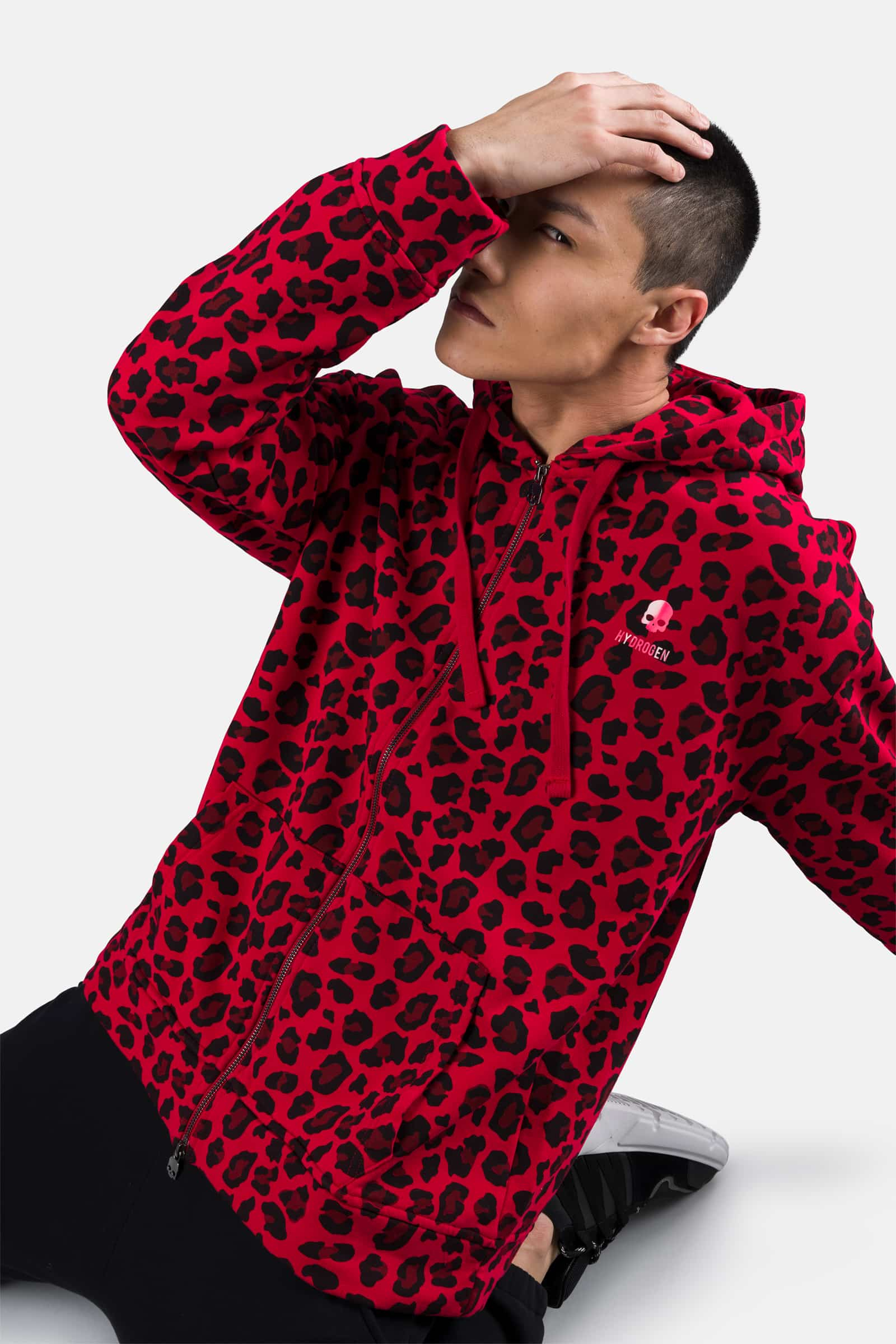 PRINTED FZ HOODIE - RED JAGUAR - Hydrogen - Luxury Sportwear