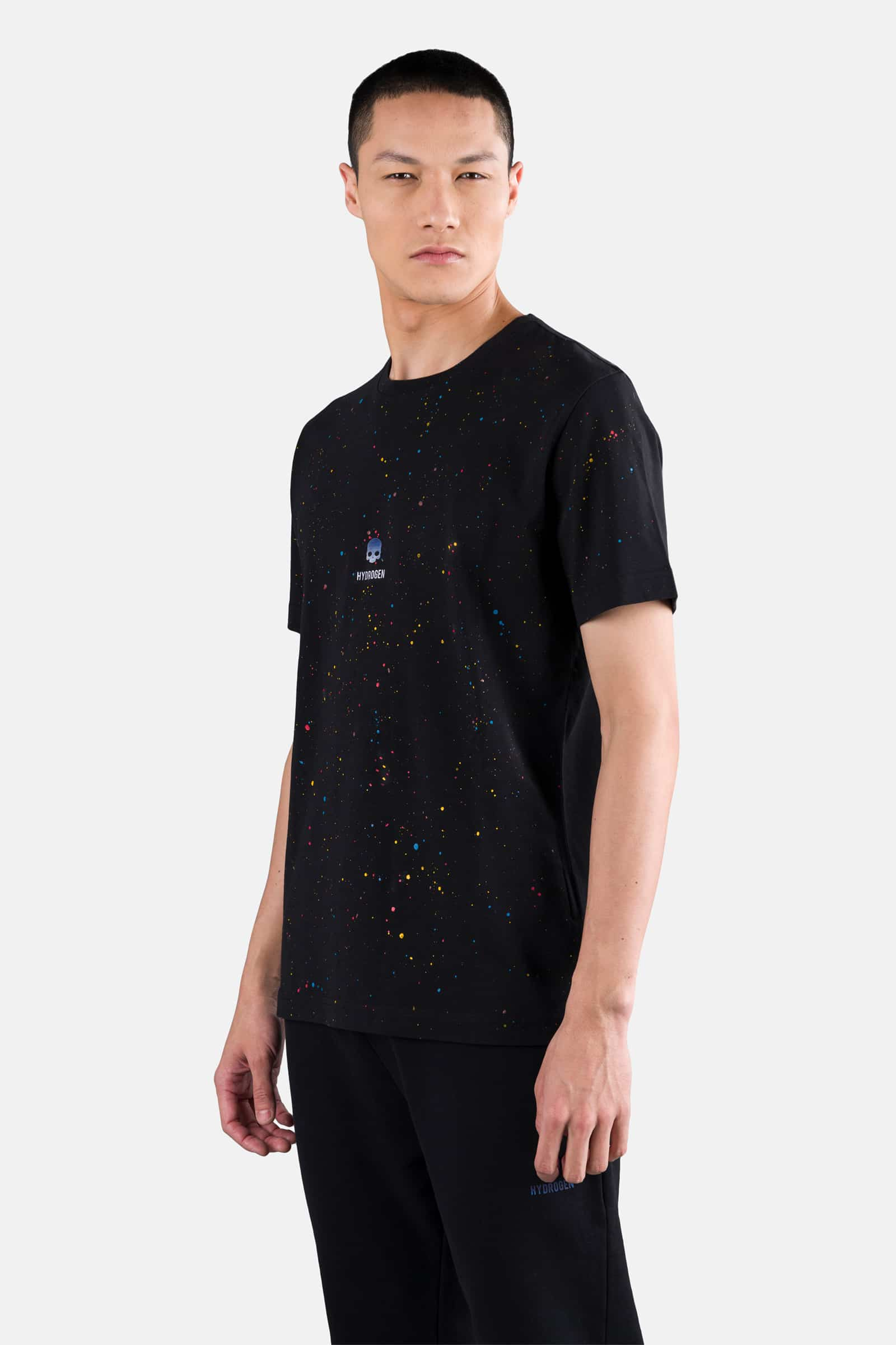 PRINTED SKULL TEE - BLACK PAINT - Hydrogen - Luxury Sportwear