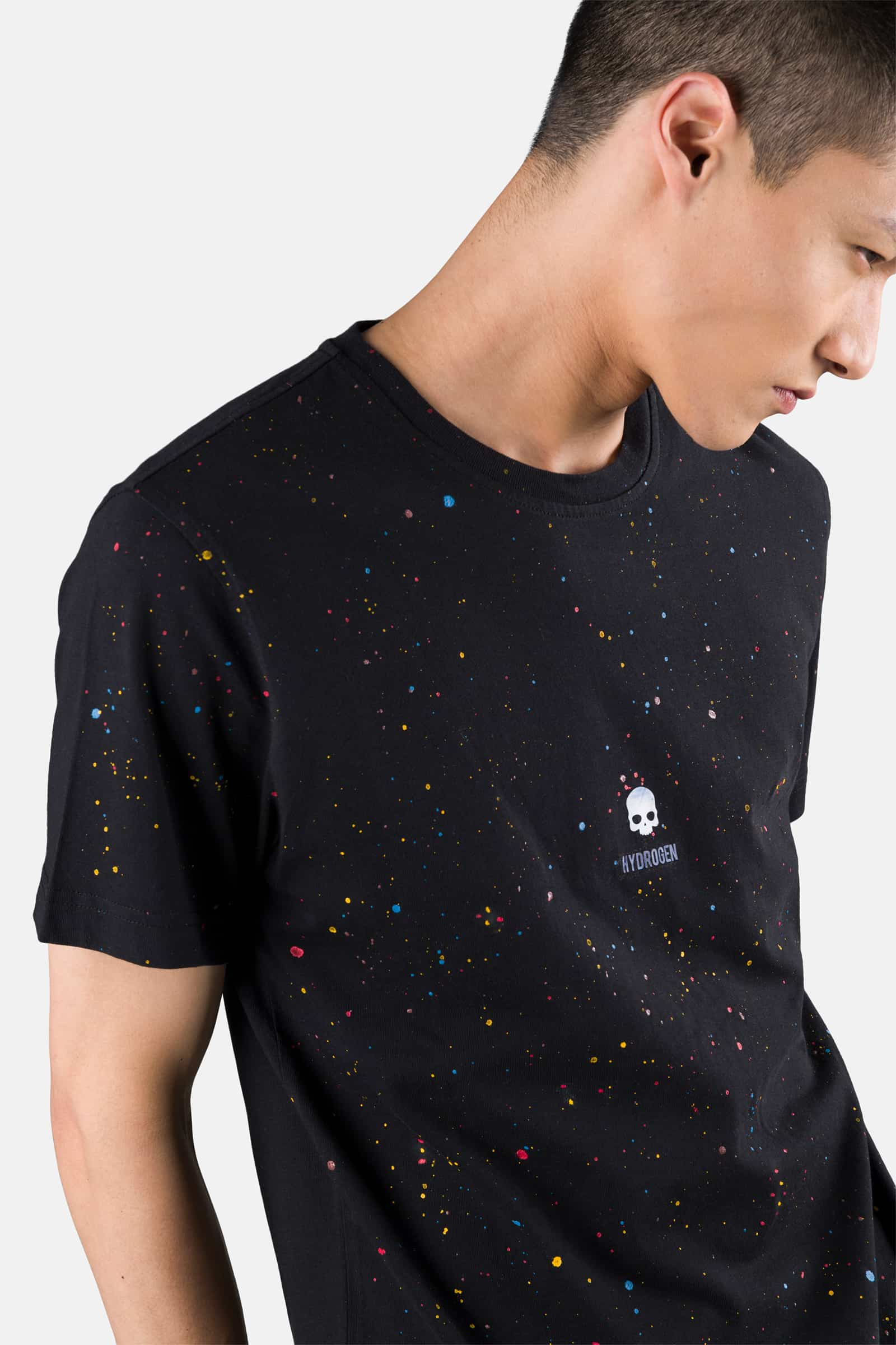 PRINTED SKULL TEE - BLACK PAINT - Hydrogen - Luxury Sportwear