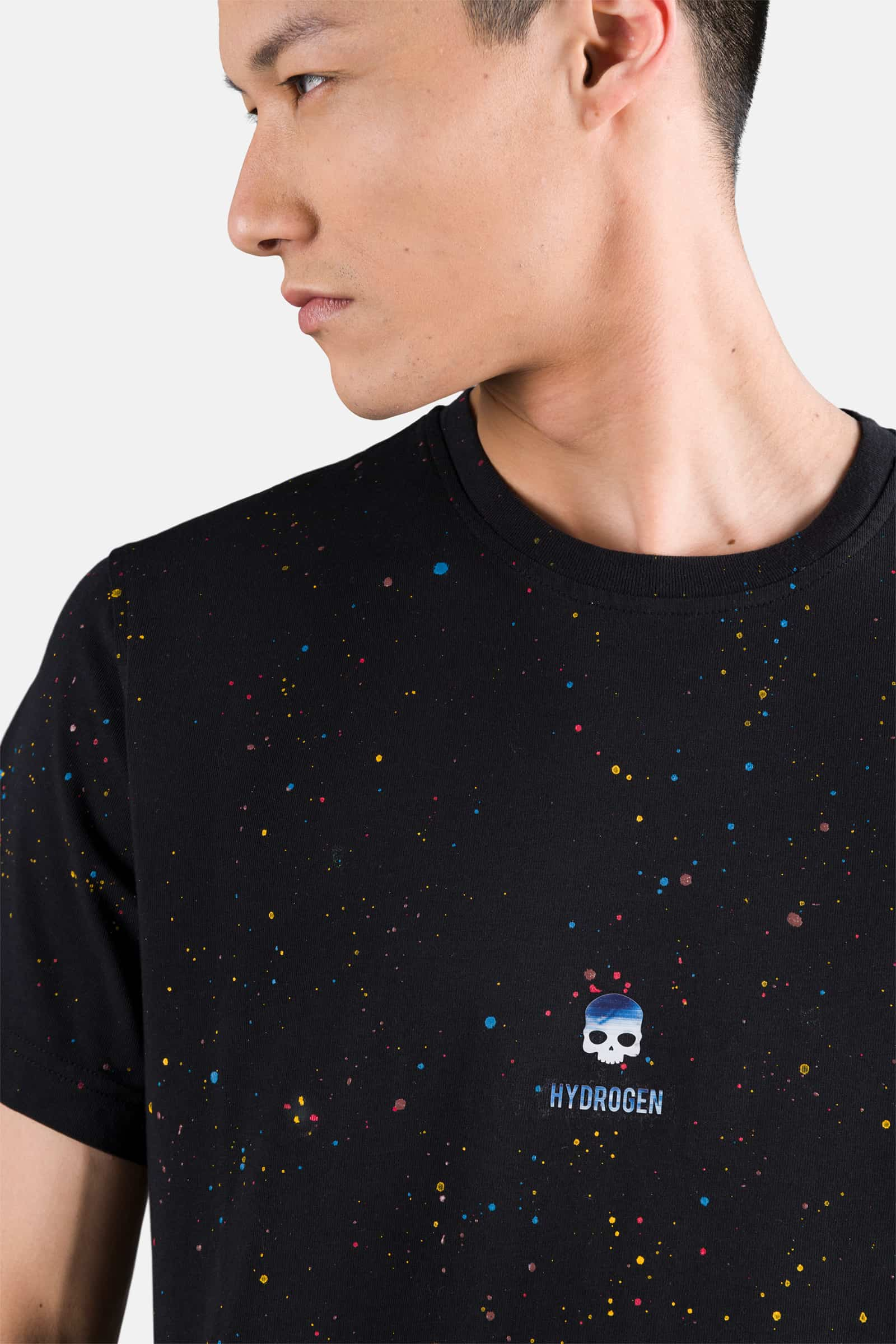 PRINTED SKULL TEE - BLACK PAINT - Hydrogen - Luxury Sportwear