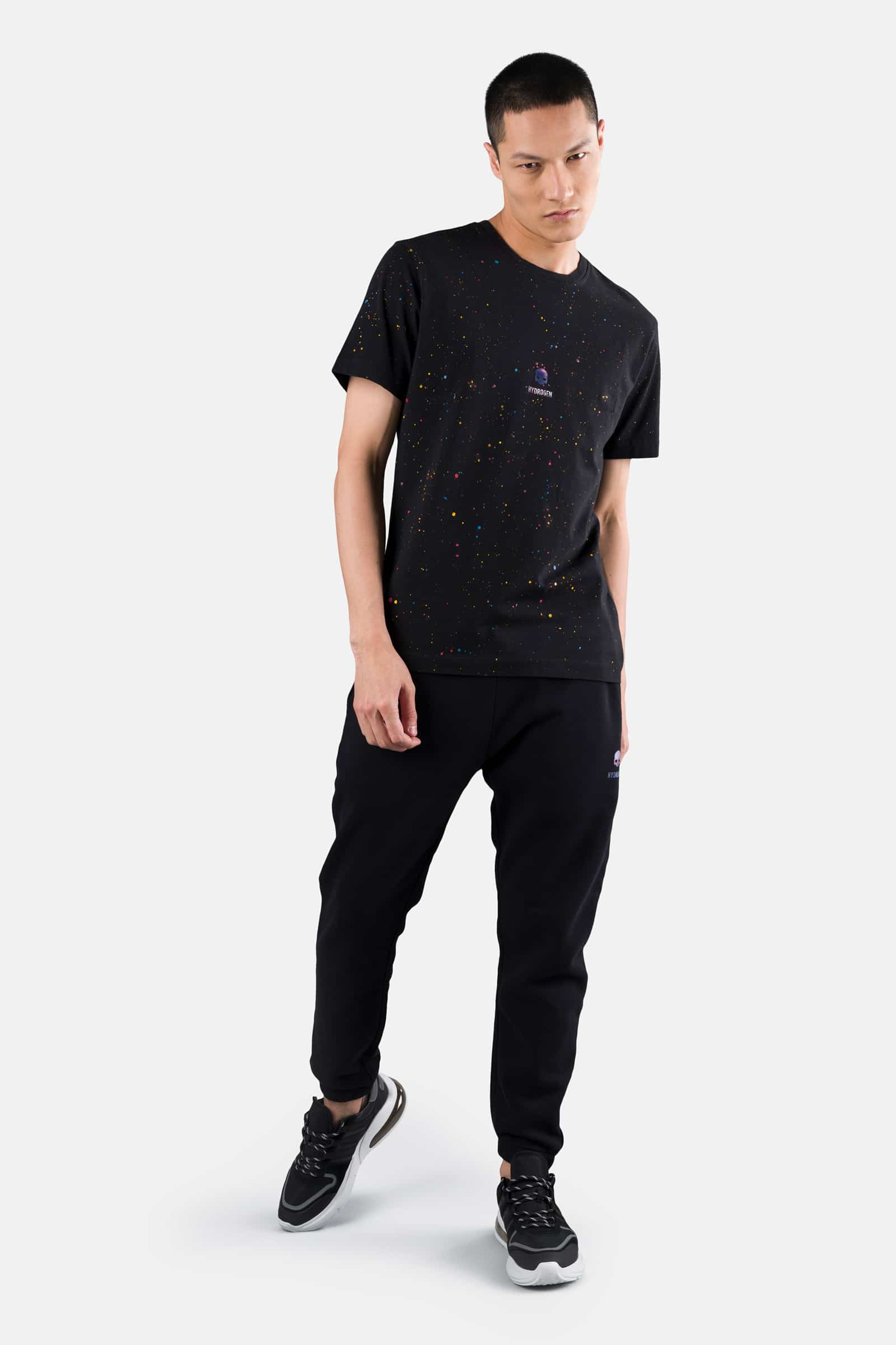 PRINTED SKULL TEE - BLACK PAINT - Hydrogen - Luxury Sportwear
