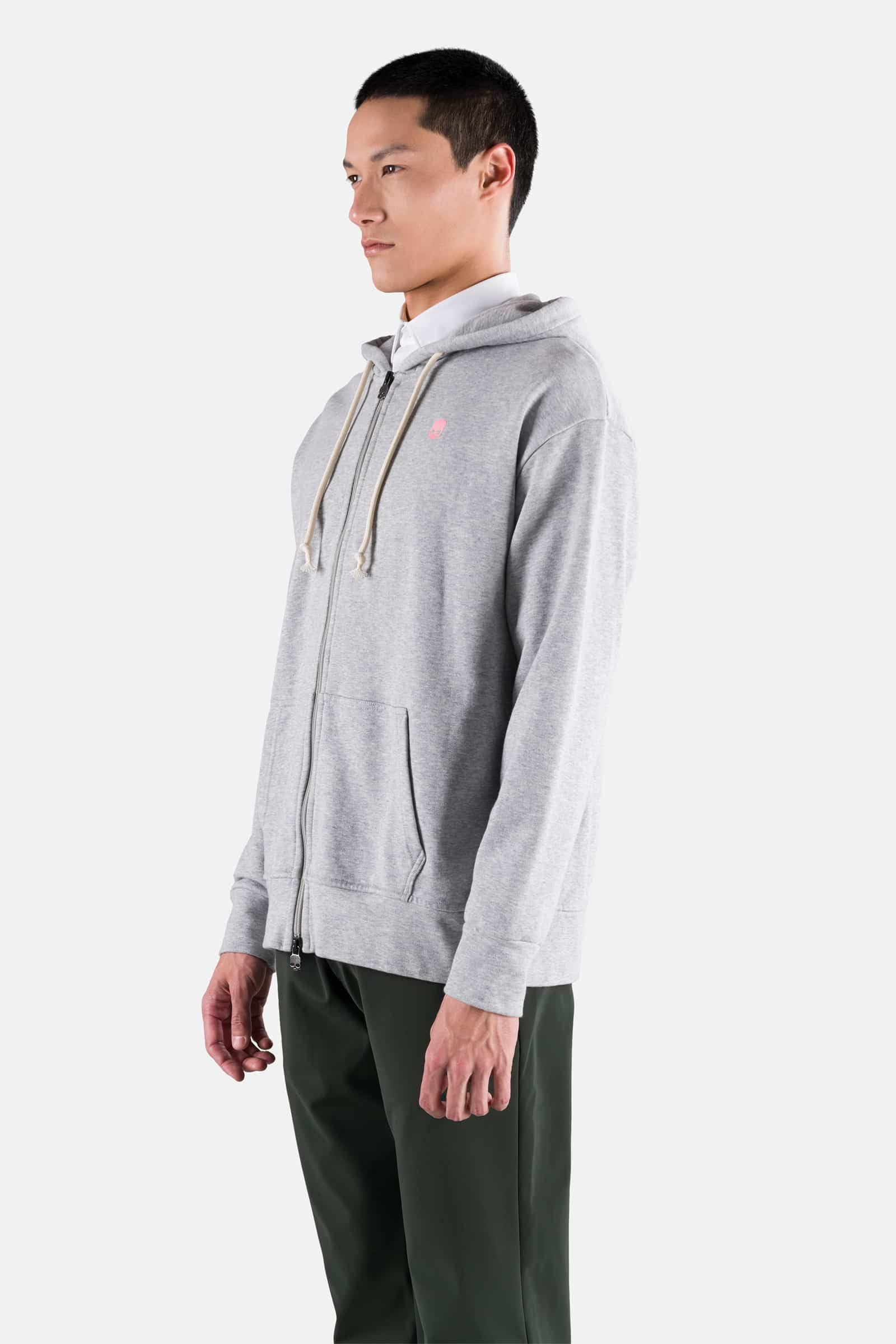 SKULL FZ HOODIE - GREY MELANGE - Hydrogen - Luxury Sportwear