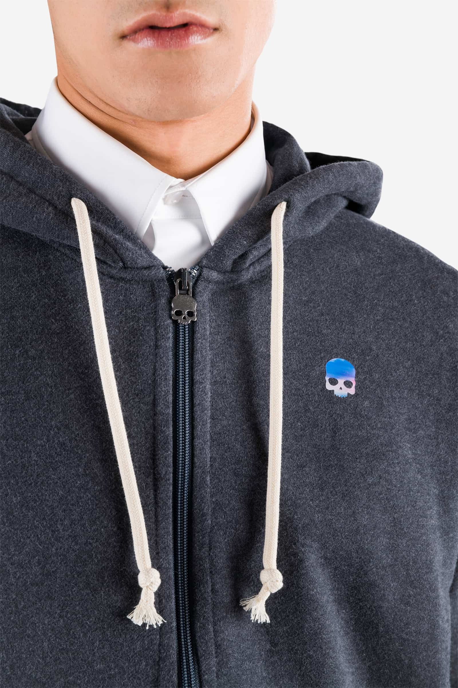 SKULL FZ HOODIE - ANTHRACITE - Hydrogen - Luxury Sportwear