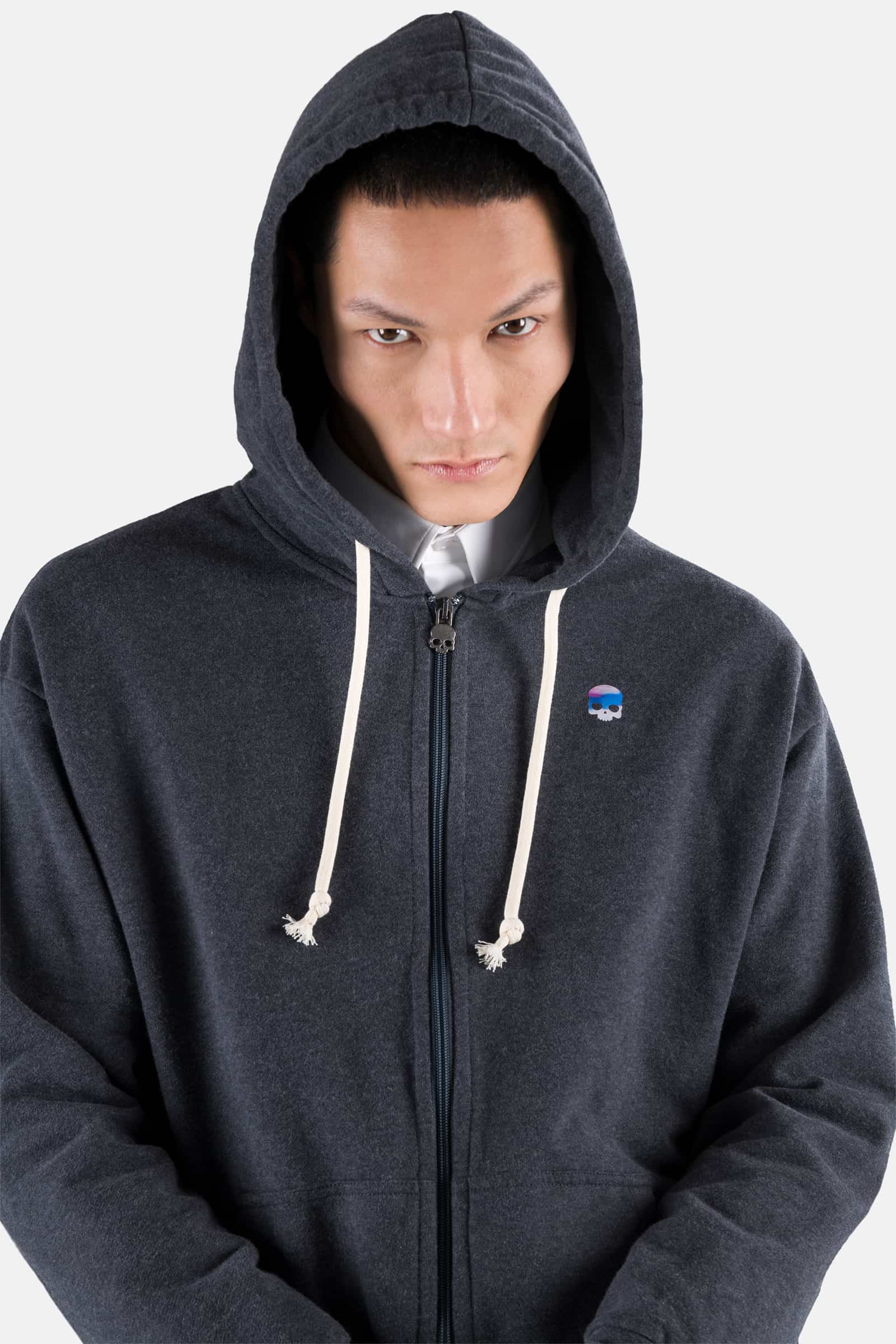 SKULL FZ HOODIE - ANTHRACITE - Hydrogen - Luxury Sportwear
