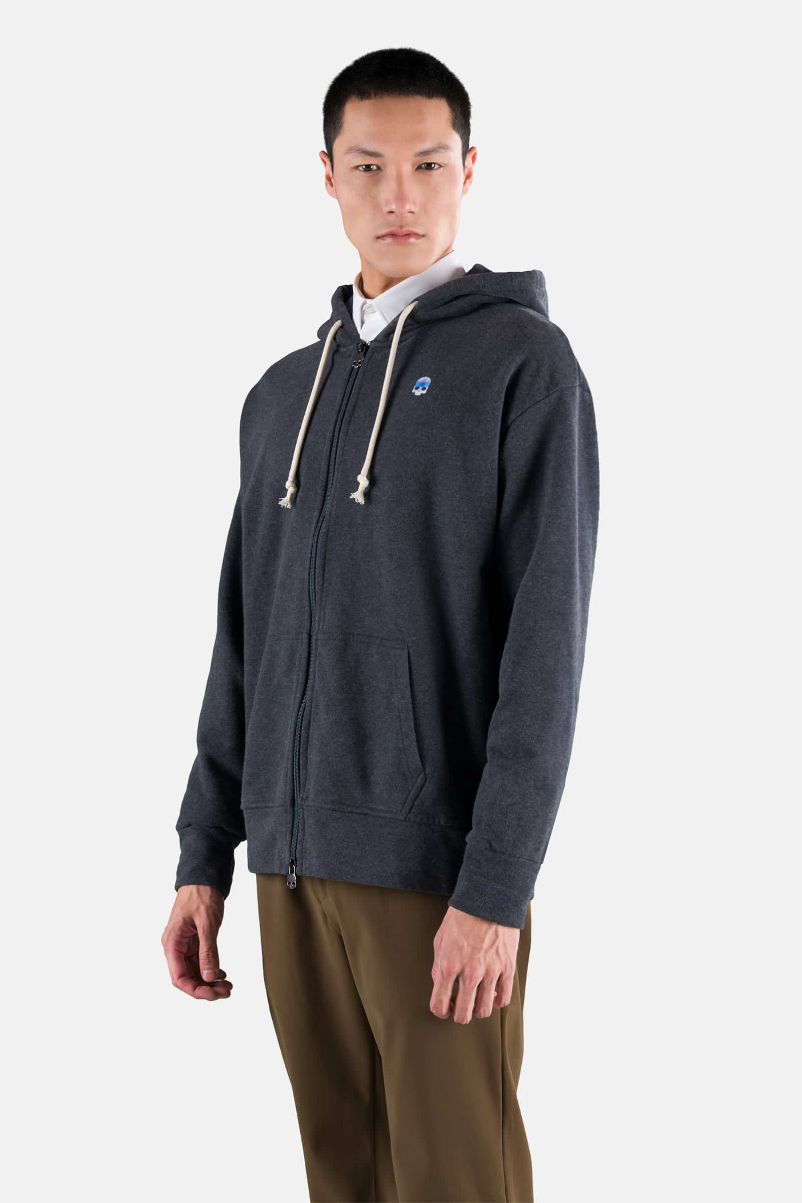 SKULL FZ HOODIE - ANTHRACITE - Hydrogen - Luxury Sportwear