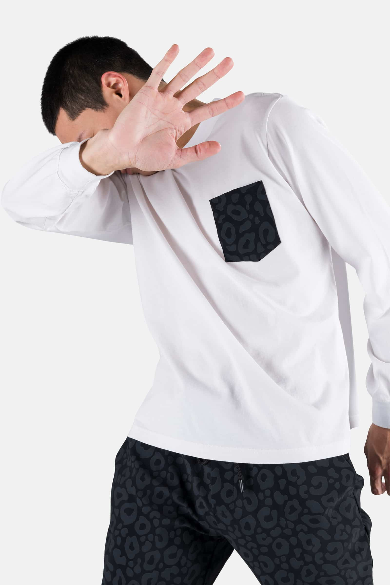 POCKET TEE LS - WHITE,PANTHER - Hydrogen - Luxury Sportwear