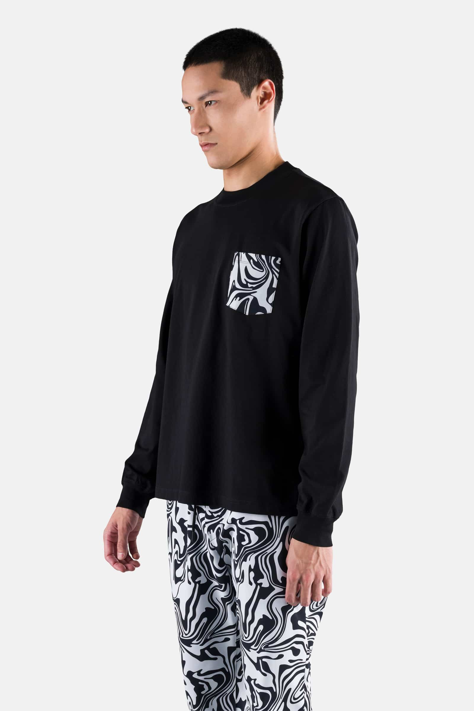 POCKET TEE LS - BLACK,WHITE CHROME - Hydrogen - Luxury Sportwear