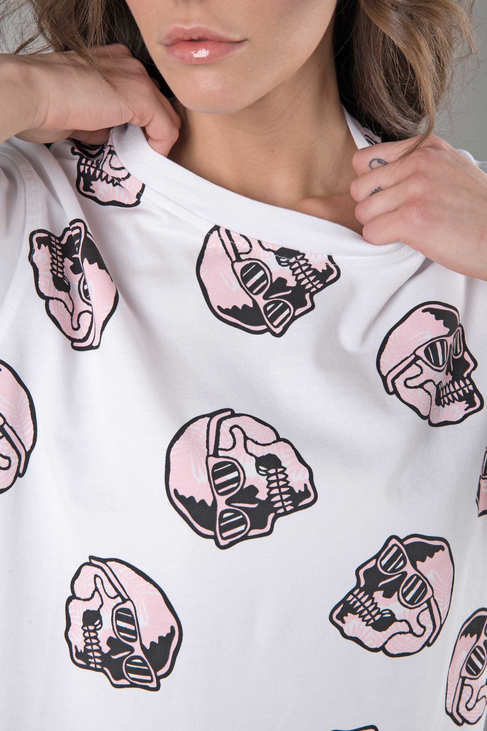 PALMS ALLOVER SKULL TEE - WHITE - Hydrogen - Luxury Sportwear