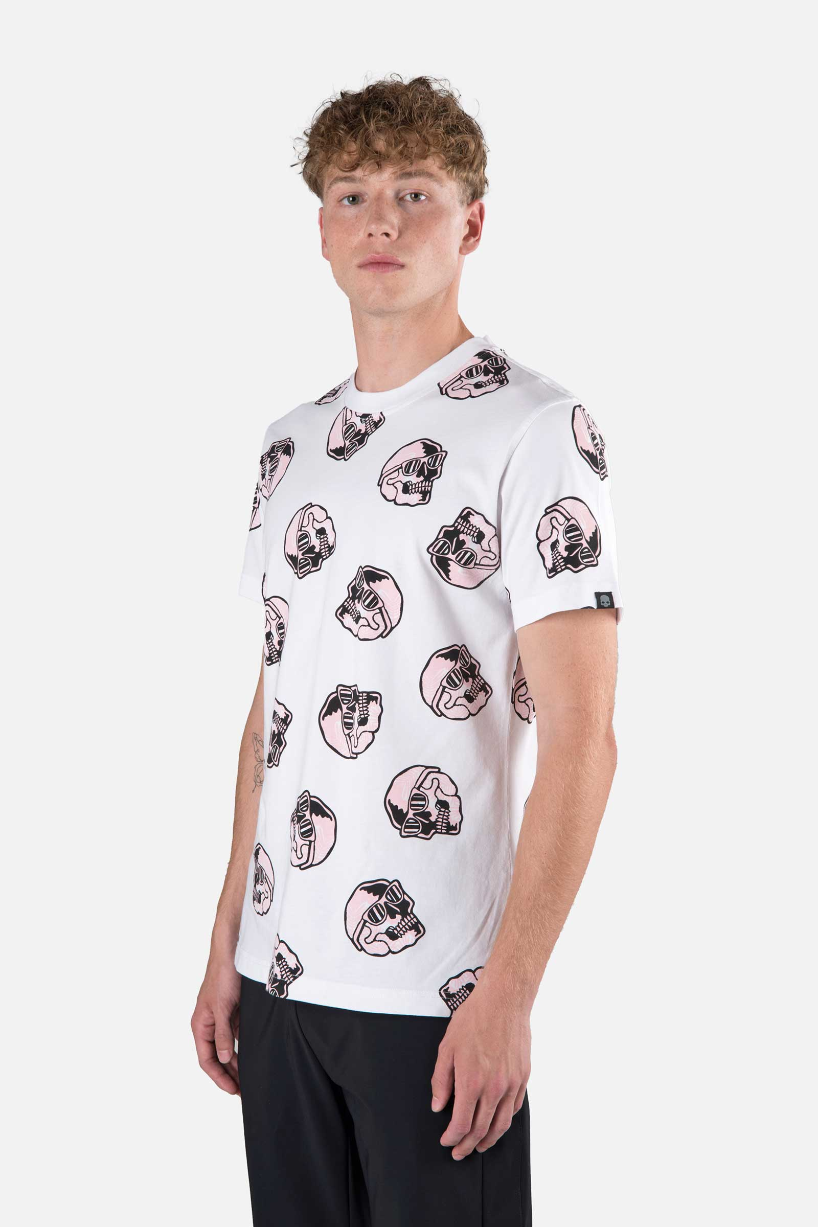 PALMS ALLOVER SKULL TEE - WHITE - Hydrogen - Luxury Sportwear