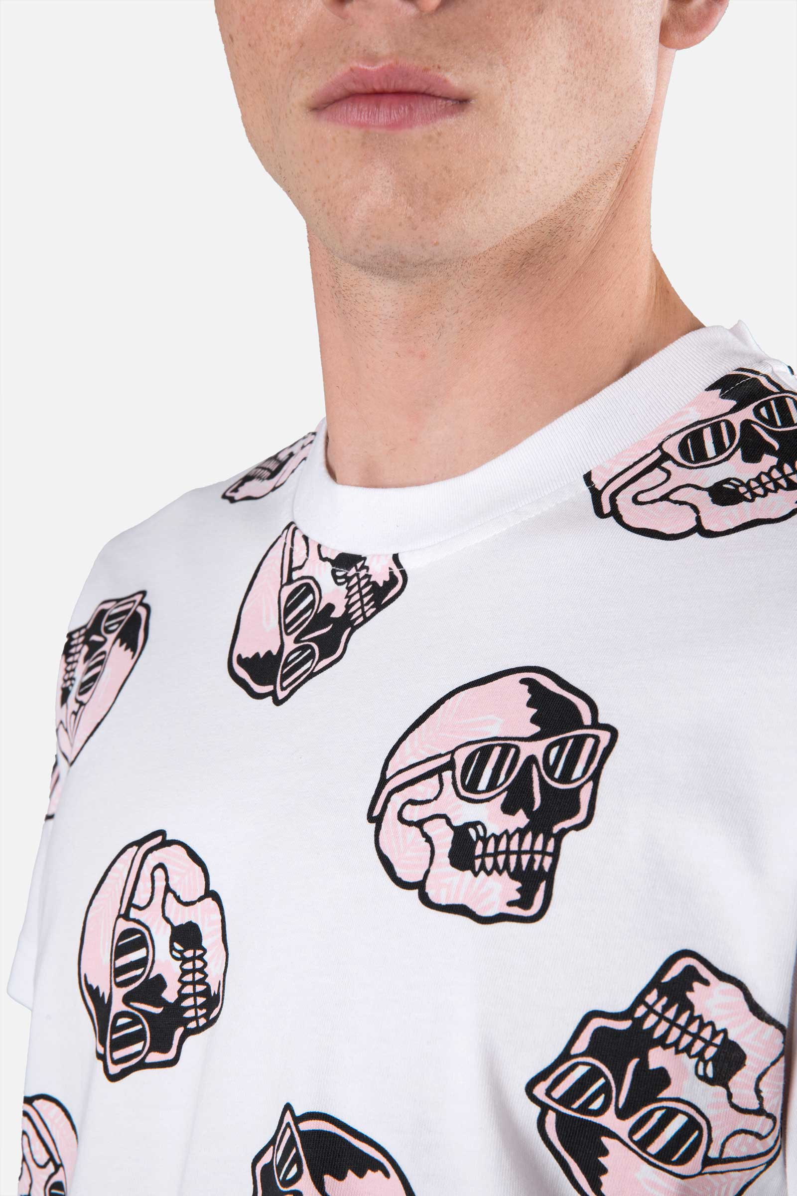 PALMS ALLOVER SKULL TEE - WHITE - Hydrogen - Luxury Sportwear