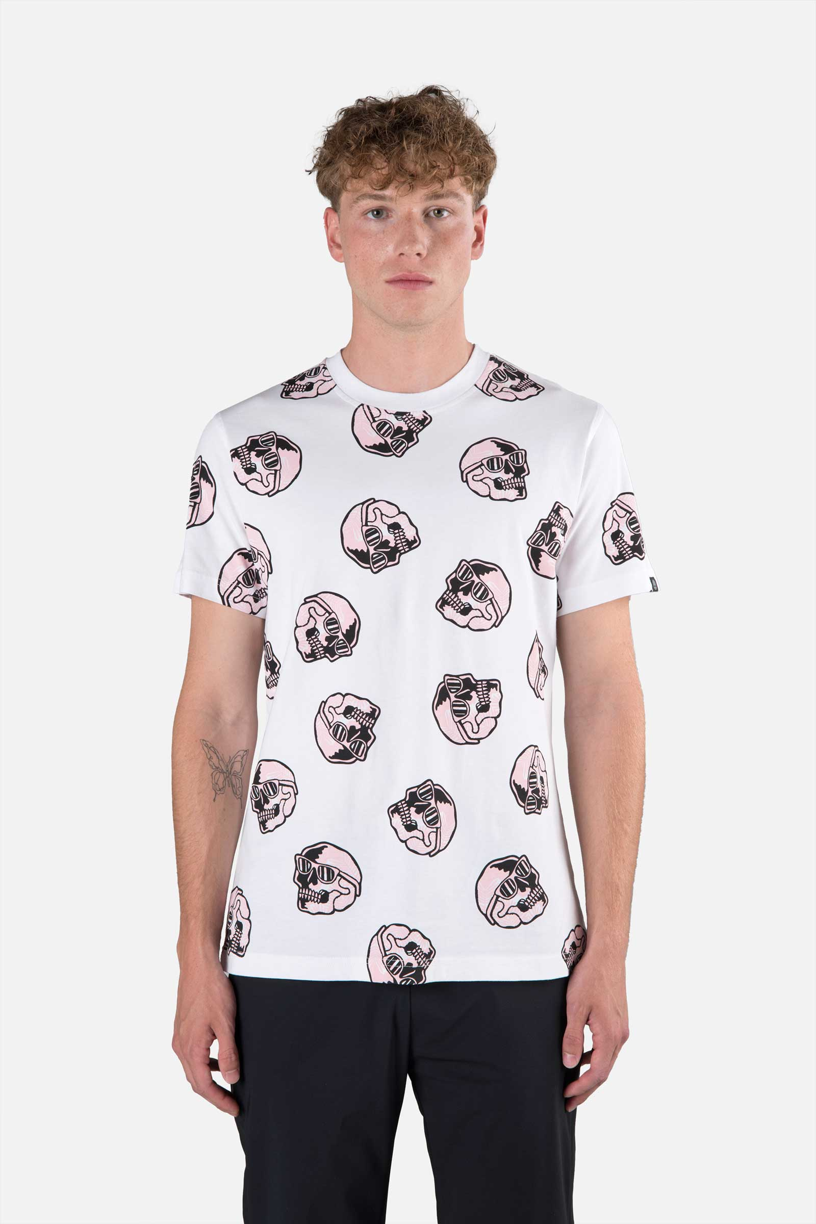 PALMS ALLOVER SKULL TEE - WHITE - Hydrogen - Luxury Sportwear