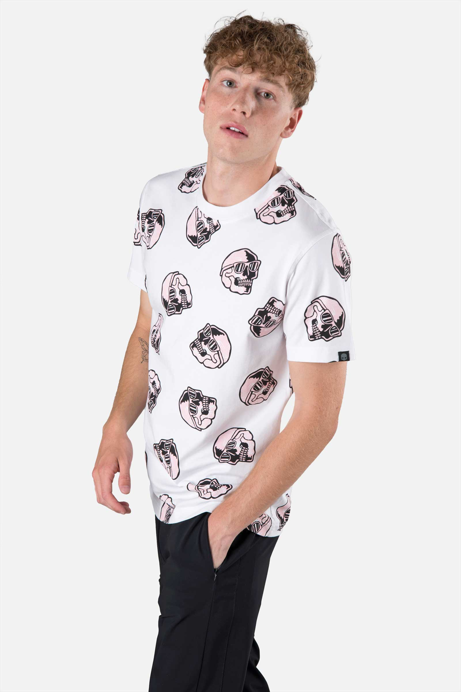 PALMS ALLOVER SKULL TEE - WHITE - Hydrogen - Luxury Sportwear