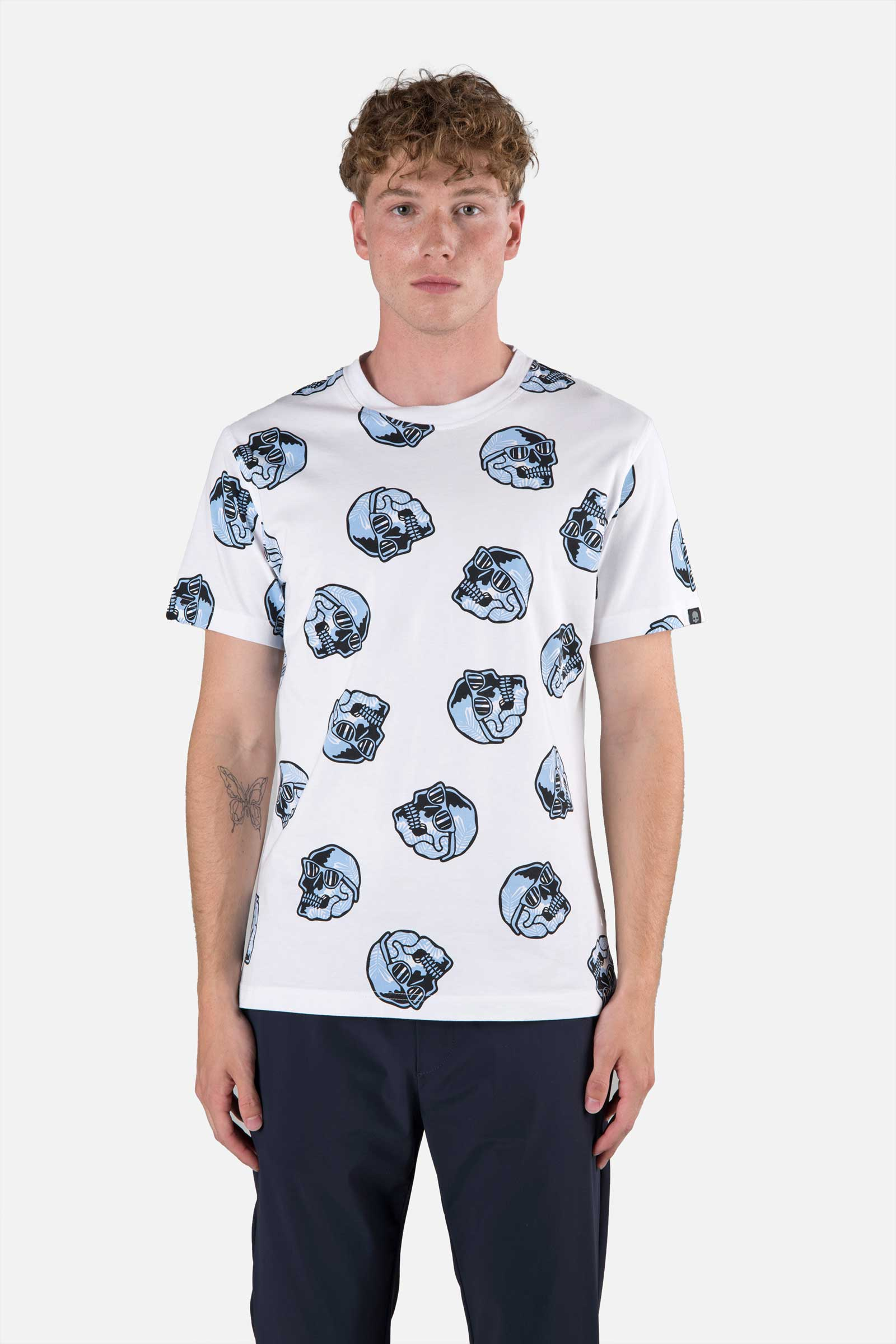 PALMS ALLOVER SKULL TEE - WHITE - Hydrogen - Luxury Sportwear