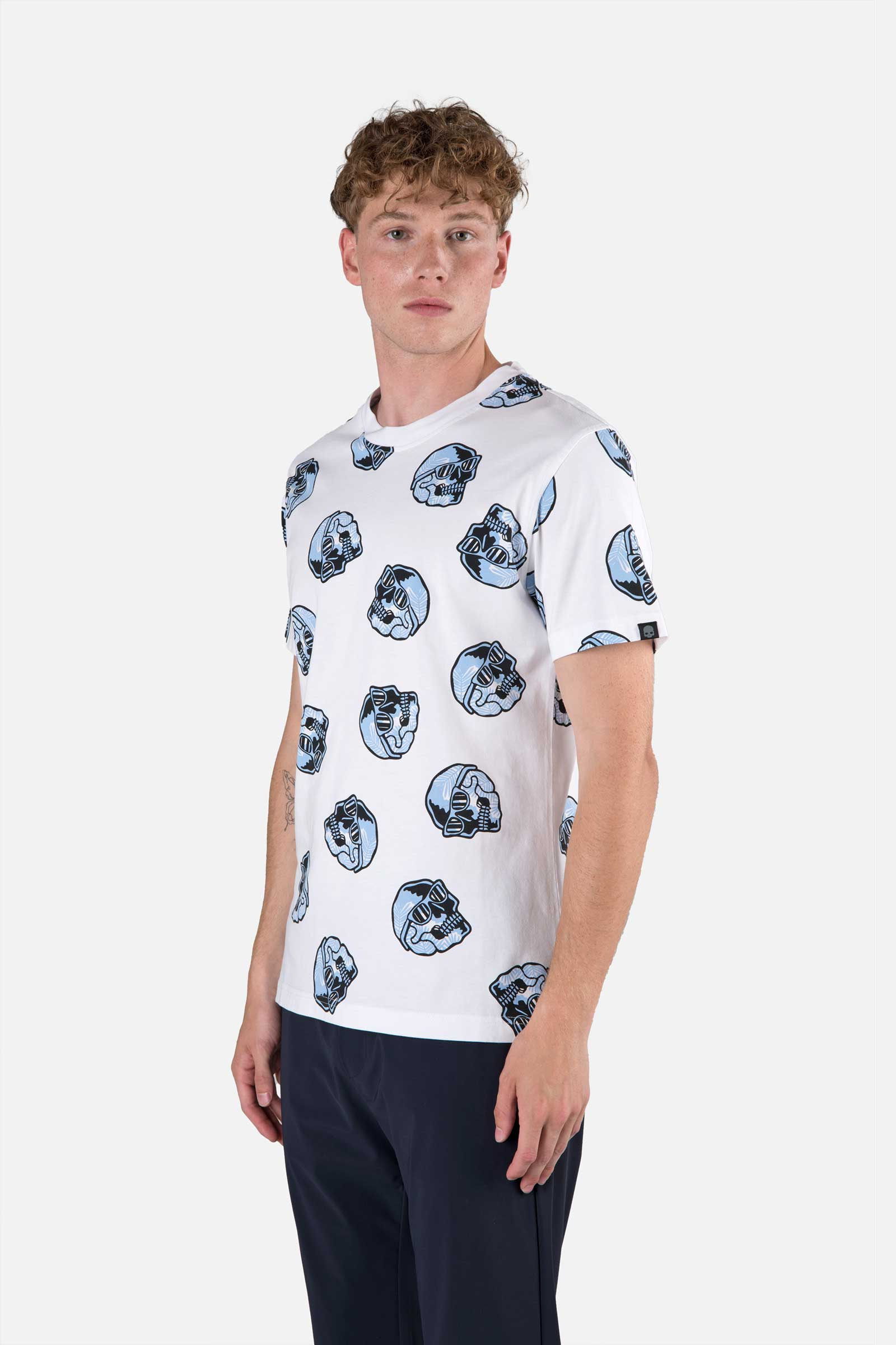 PALMS ALLOVER SKULL TEE - WHITE - Hydrogen - Luxury Sportwear