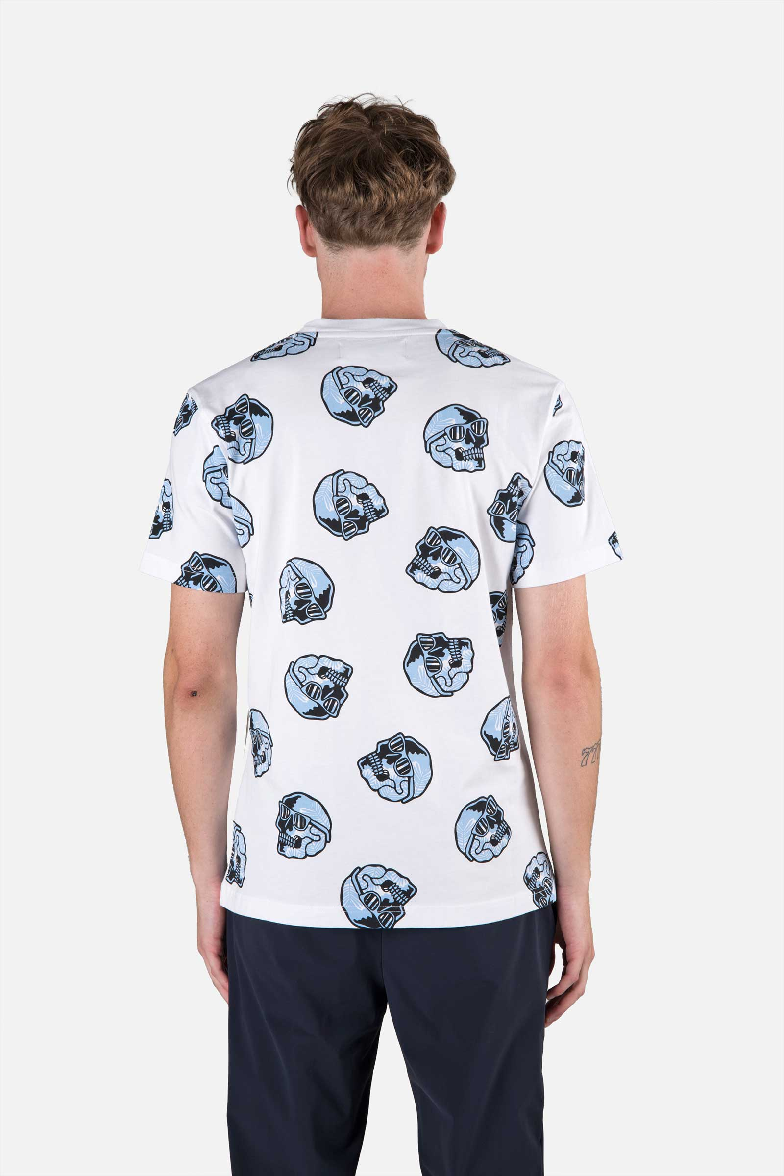 PALMS ALLOVER SKULL TEE - WHITE - Hydrogen - Luxury Sportwear
