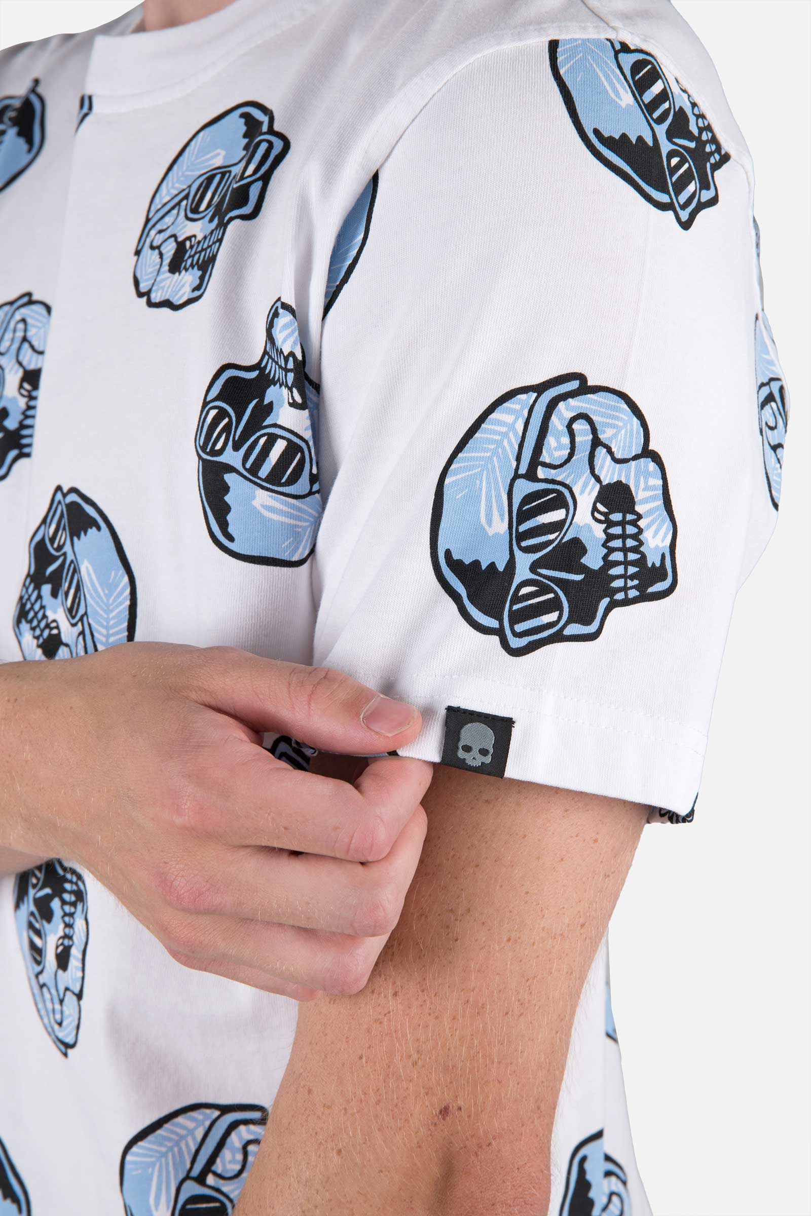 PALMS ALLOVER SKULL TEE - WHITE - Hydrogen - Luxury Sportwear