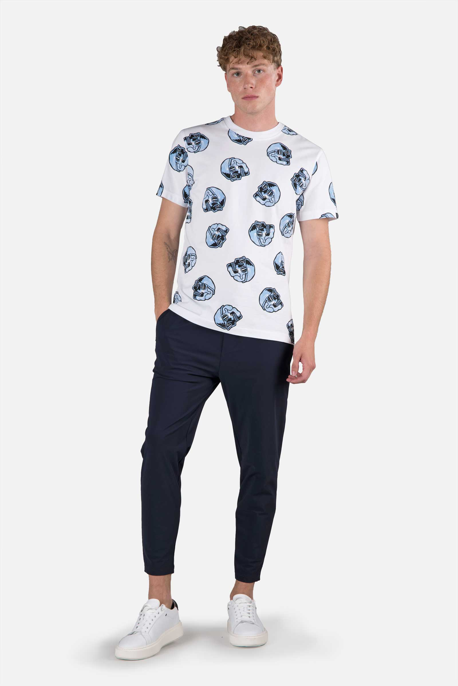 PALMS ALLOVER SKULL TEE - WHITE - Hydrogen - Luxury Sportwear
