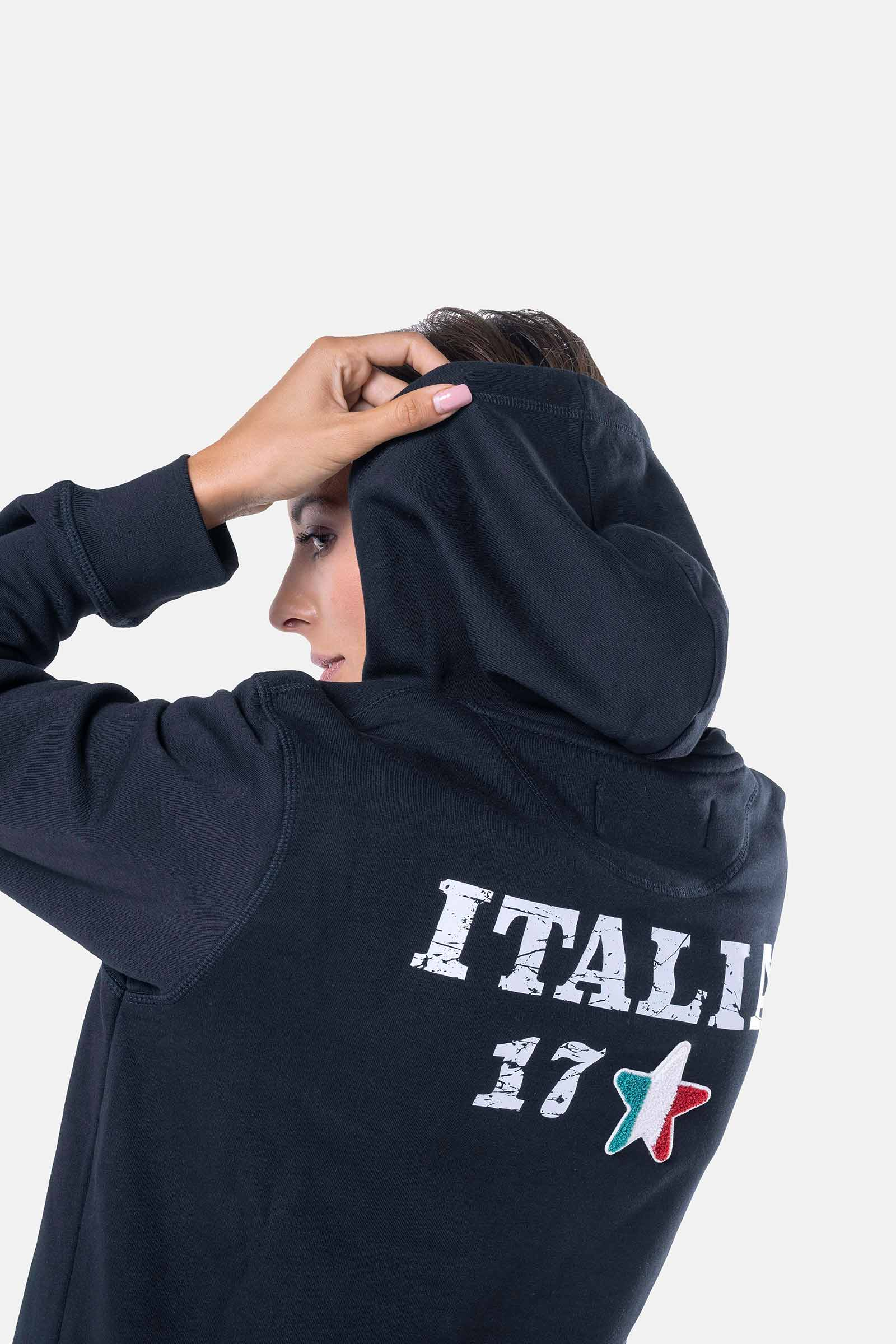 FELPA ITALIA CON CAPPUCCIO - BLACK - Abbigliamento sportivo | Hydrogen