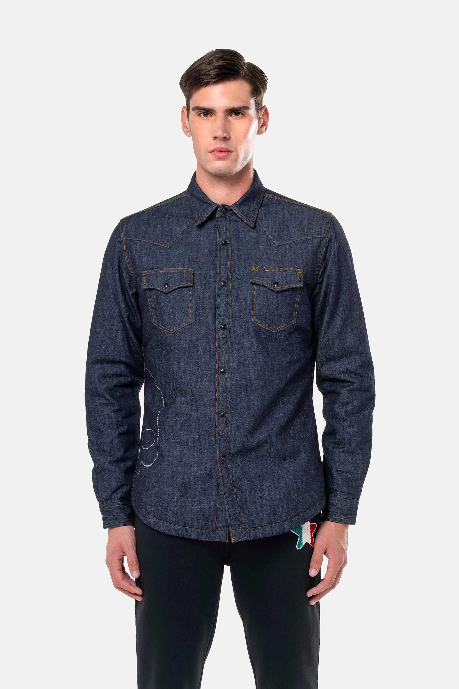 PADDED SHIRT - DENIM - Hydrogen - Luxury Sportwear