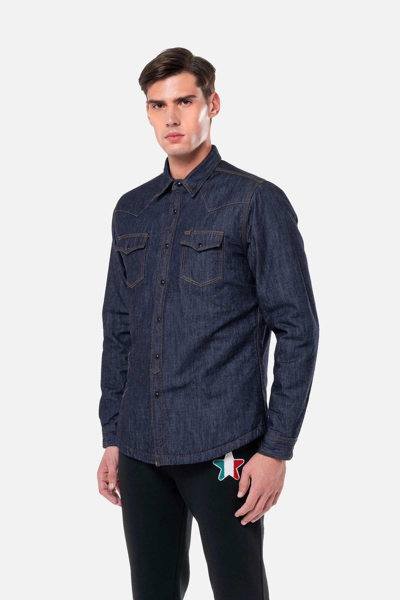 PADDED SHIRT - DENIM - Hydrogen - Luxury Sportwear