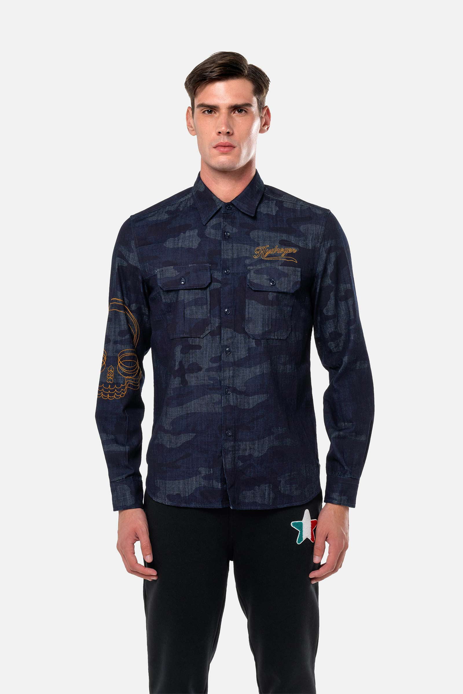 CAMO SHIRT - BLUE,CAMOUFLAGE - Hydrogen - Luxury Sportwear