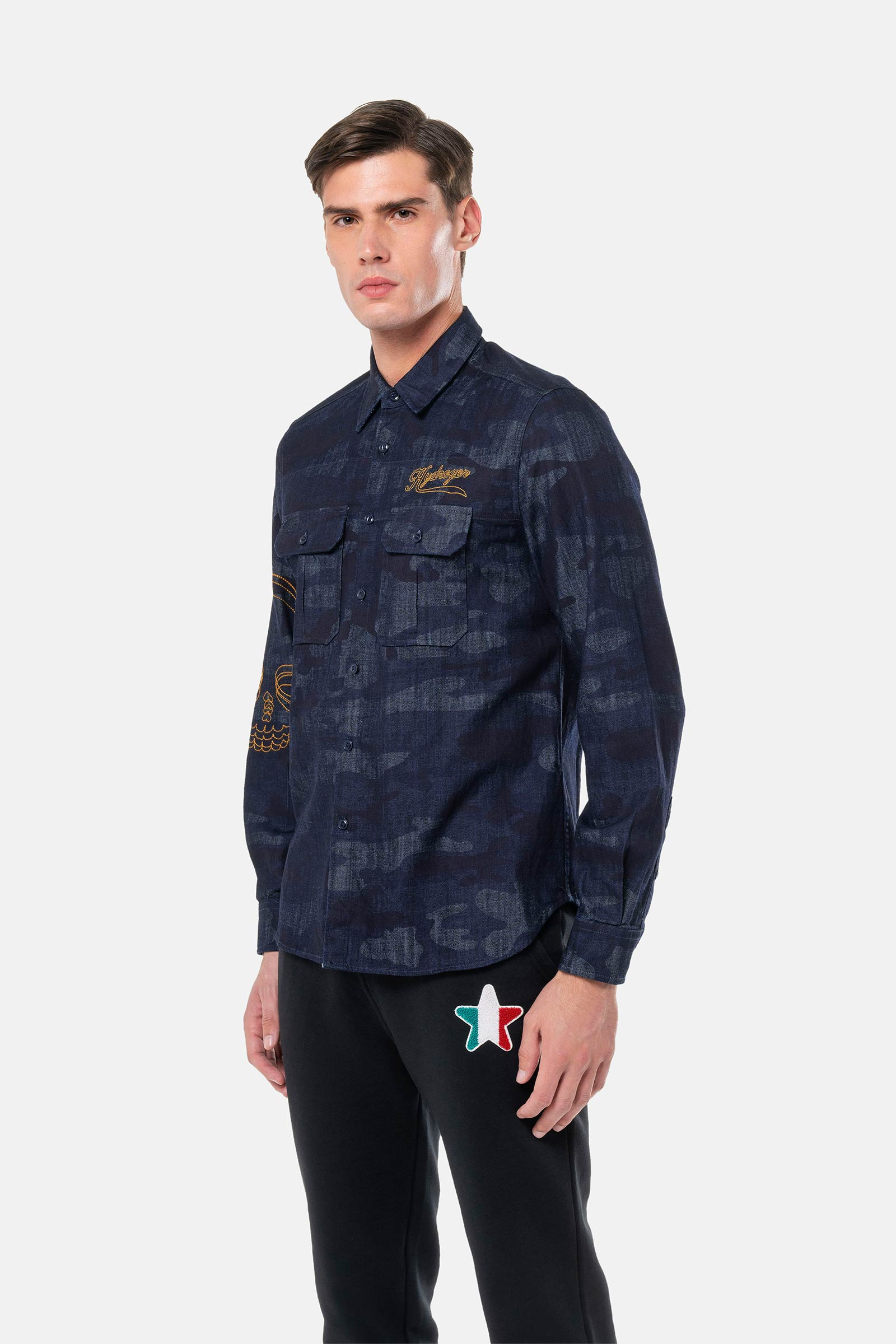 CAMO SHIRT - BLUE,CAMOUFLAGE - Hydrogen - Luxury Sportwear