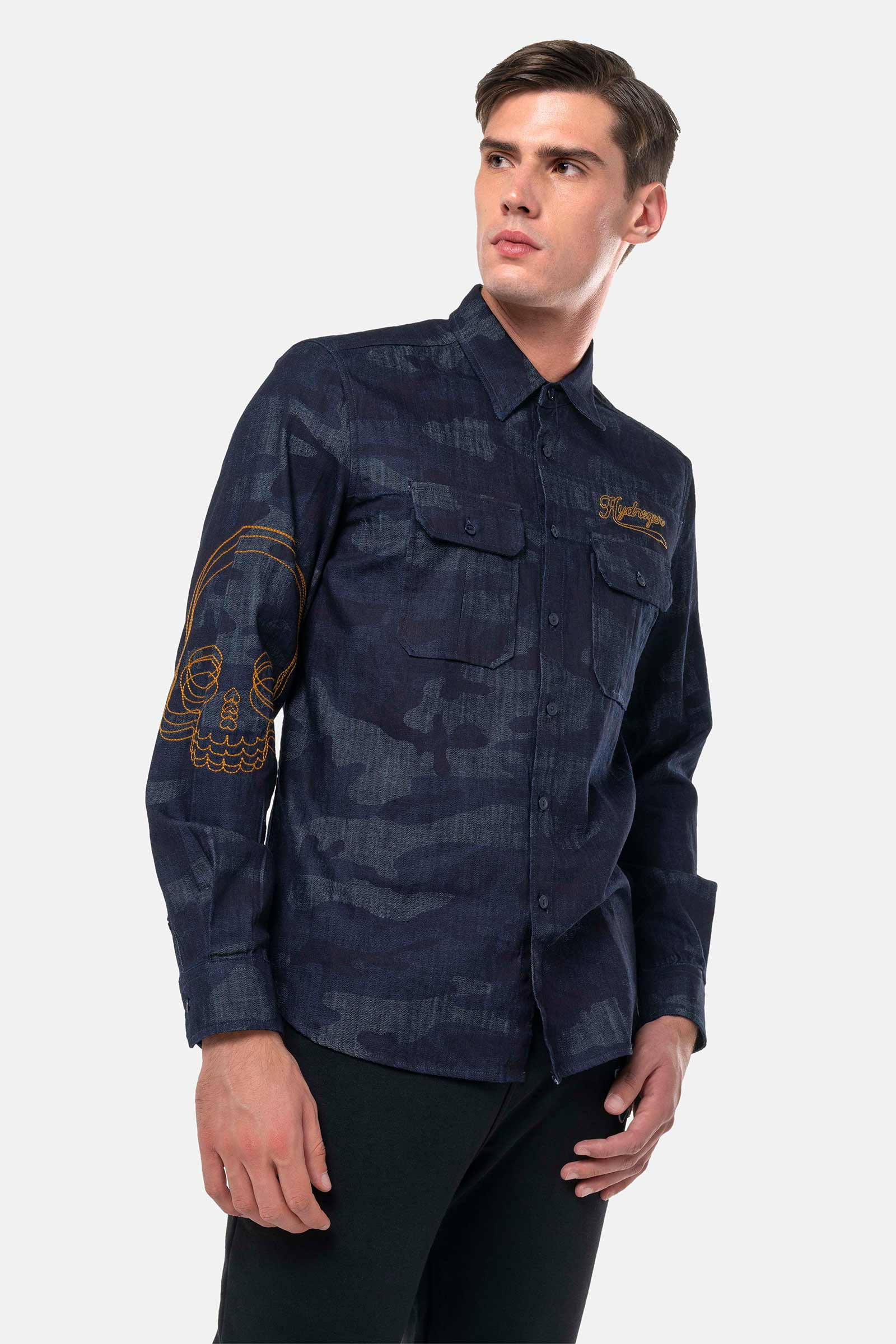 CAMO SHIRT - BLUE,CAMOUFLAGE - Hydrogen - Luxury Sportwear